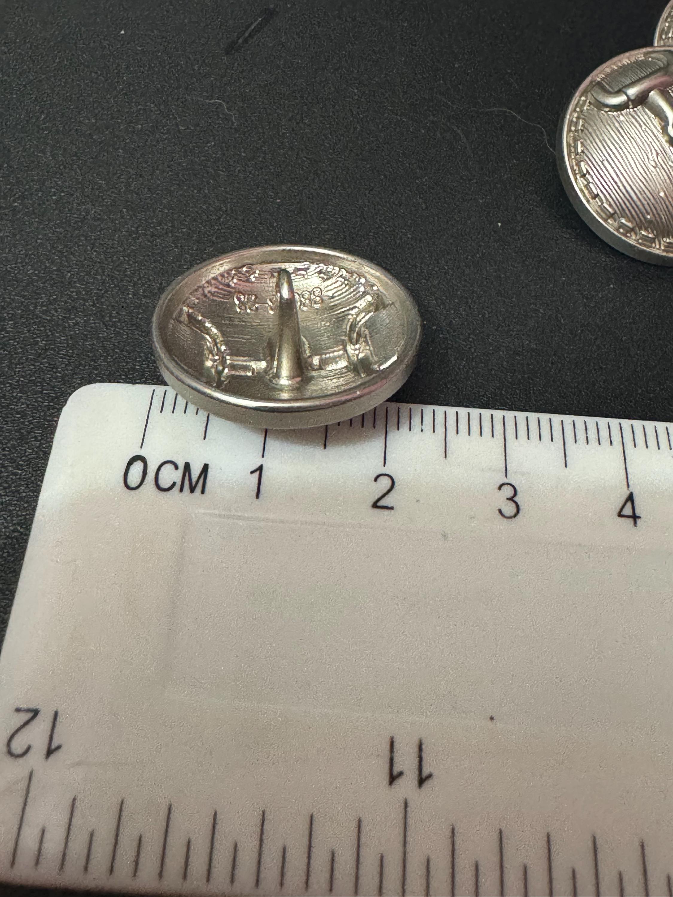 23mm silver metal snaffle buttons, horse bit design Set of 5