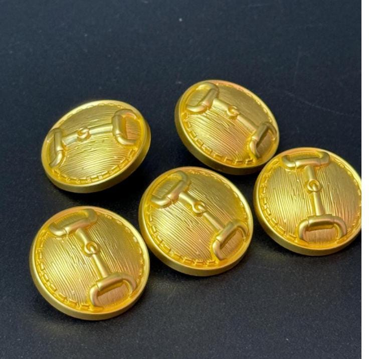 23mm silver metal snaffle buttons, horse bit design Set of 5