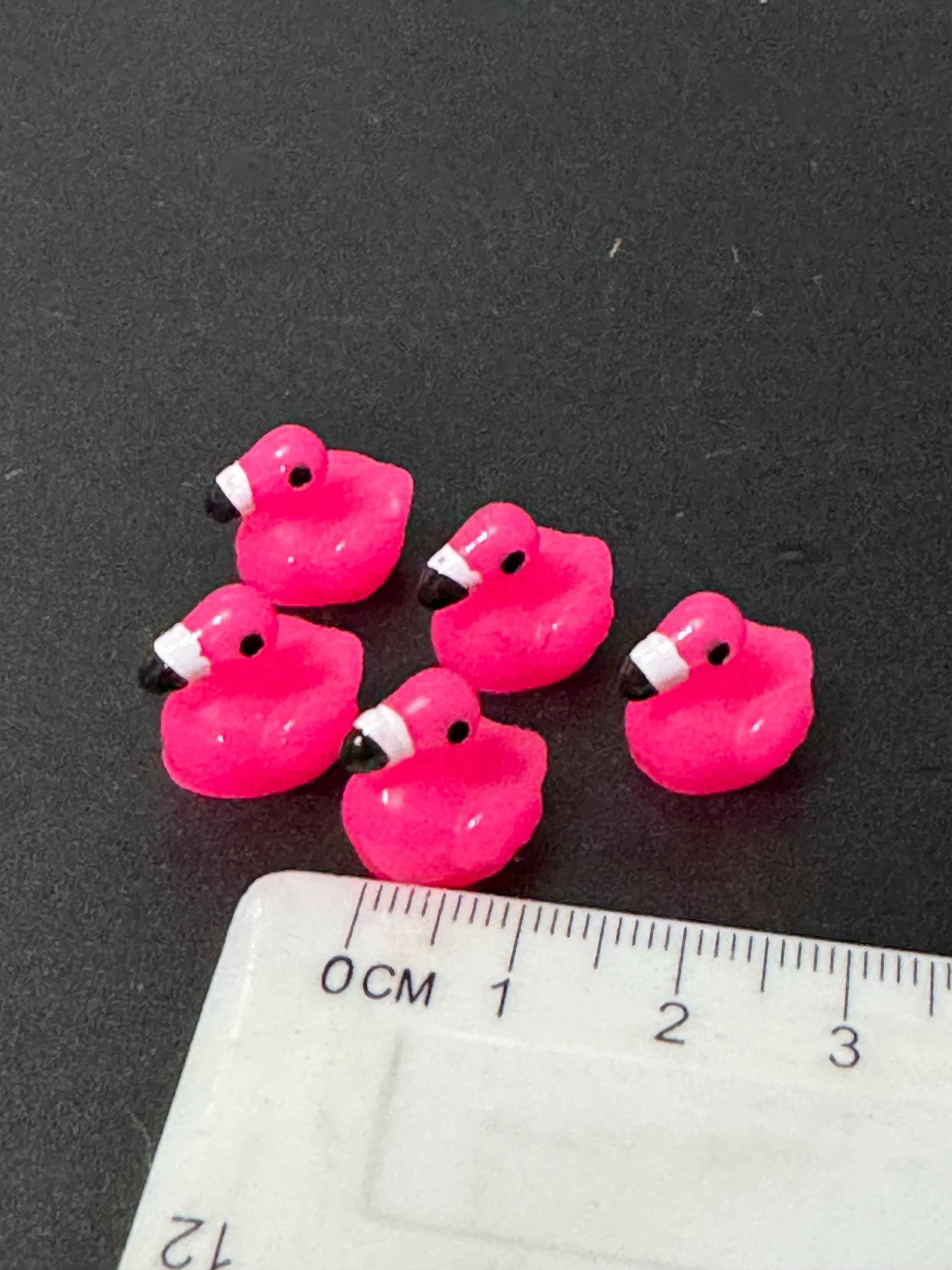 5 Miniature Pink Flamingo Cake Toppers: Tiny Dollhouse Figures
