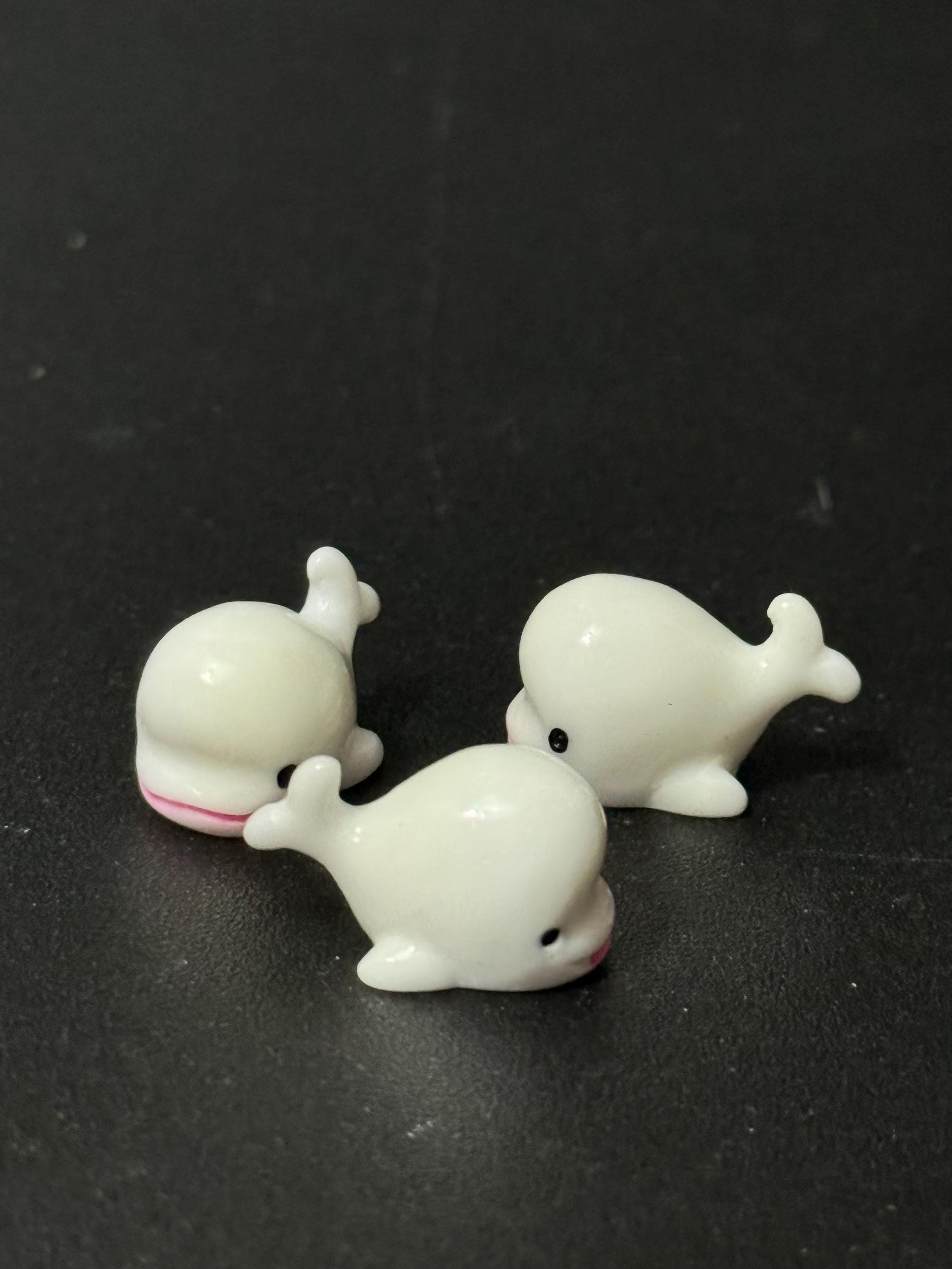 3 x miniature whale figures seaside cake topper decorations
