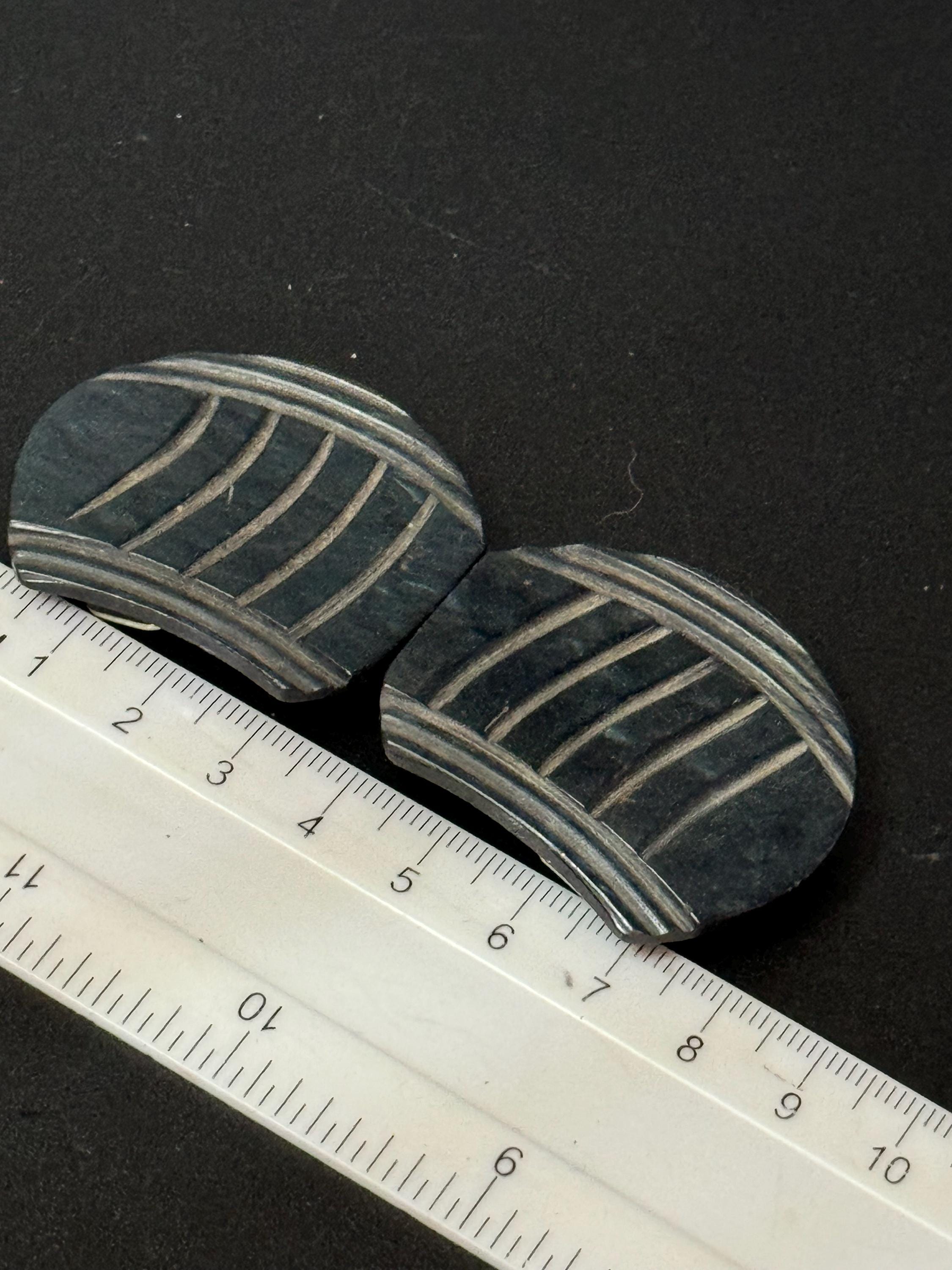 Art Deco very dark blue Bakelite or early plastic 2 part double Belt Buckle