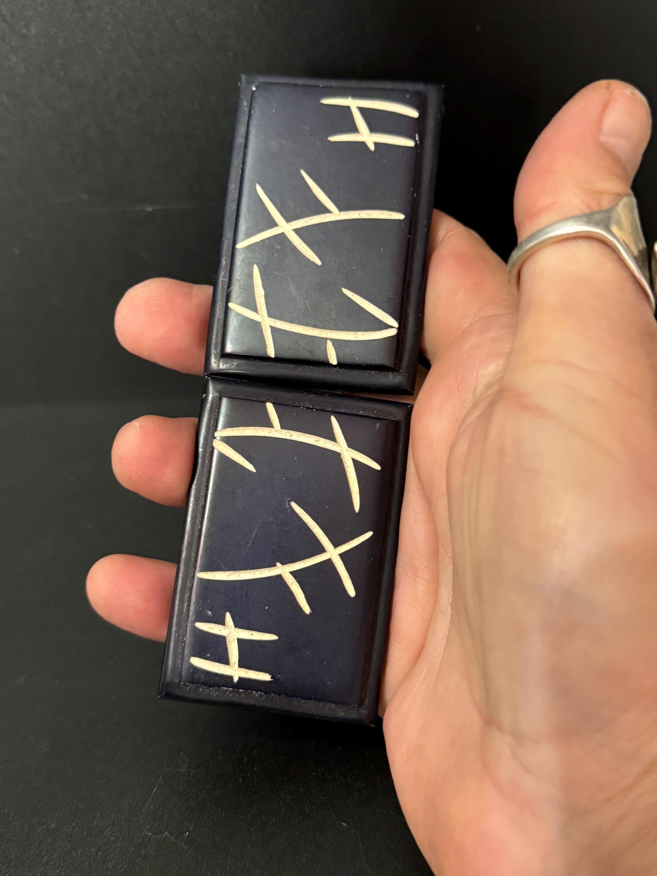 Art Deco Dark Blue Bakelite Belt Buckle: 2-Part Plastic Clasp