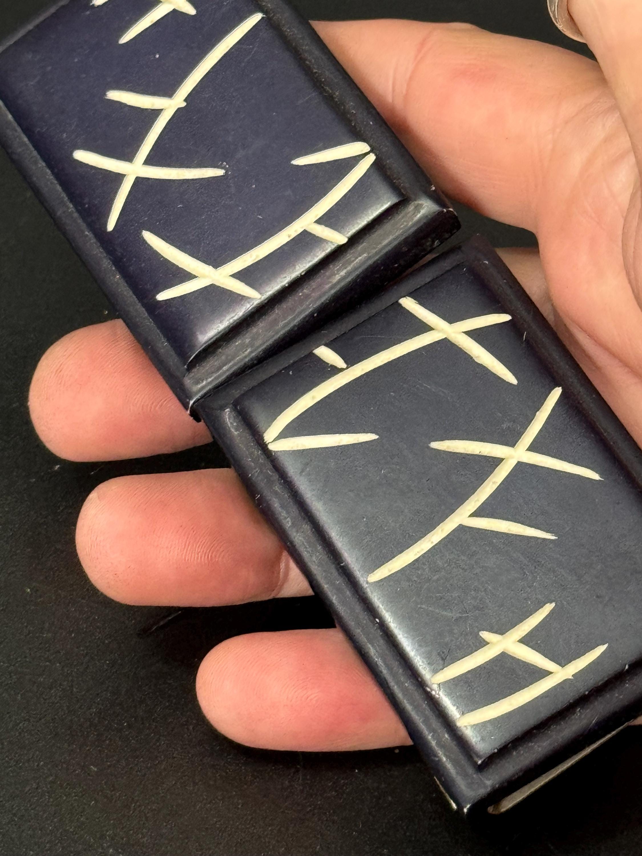 Art Deco Dark Blue Bakelite Belt Buckle: 2-Part Plastic Clasp