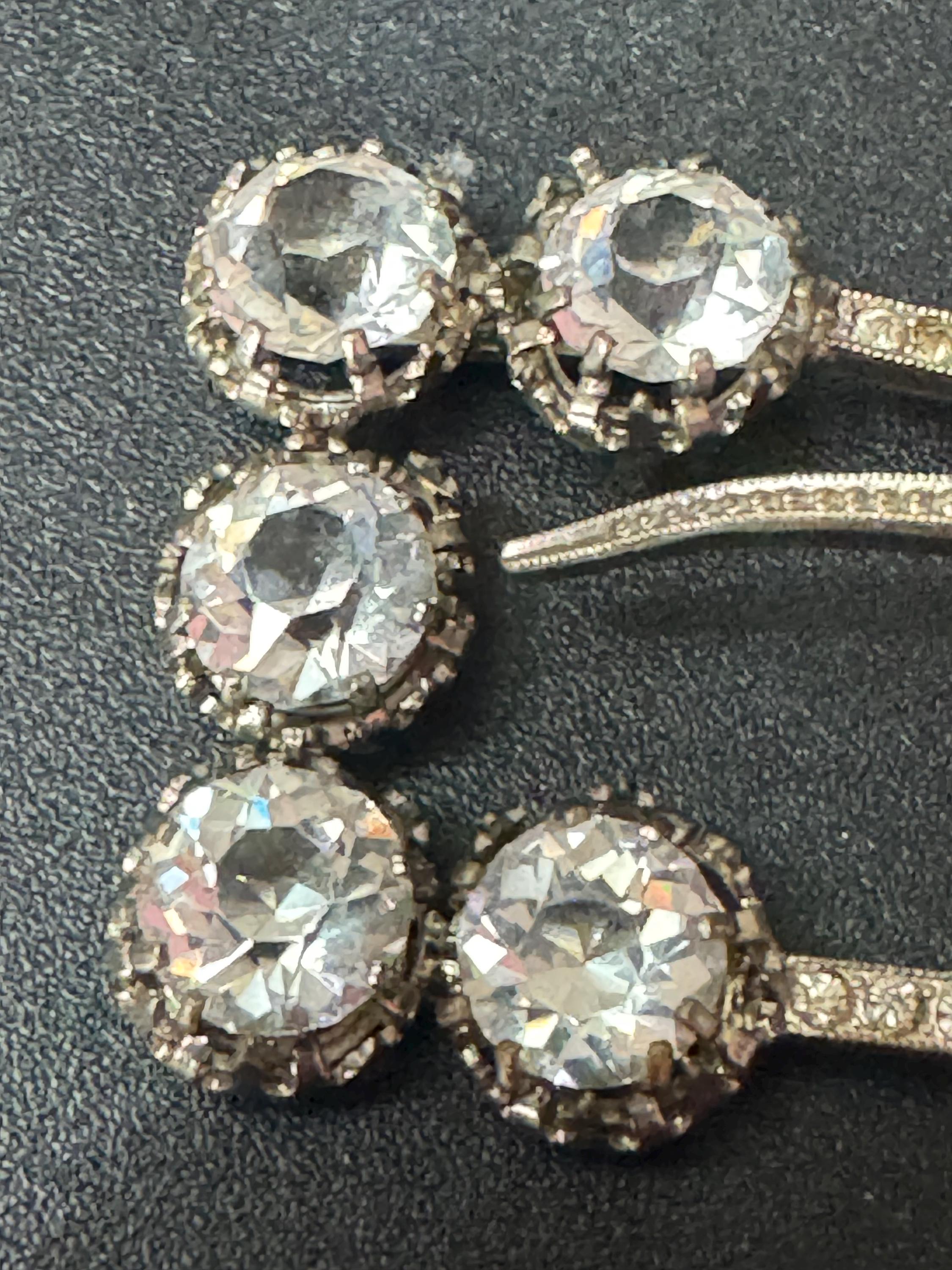 vintage rectangular Clear Glass Diamanté Belt Buckle one prong