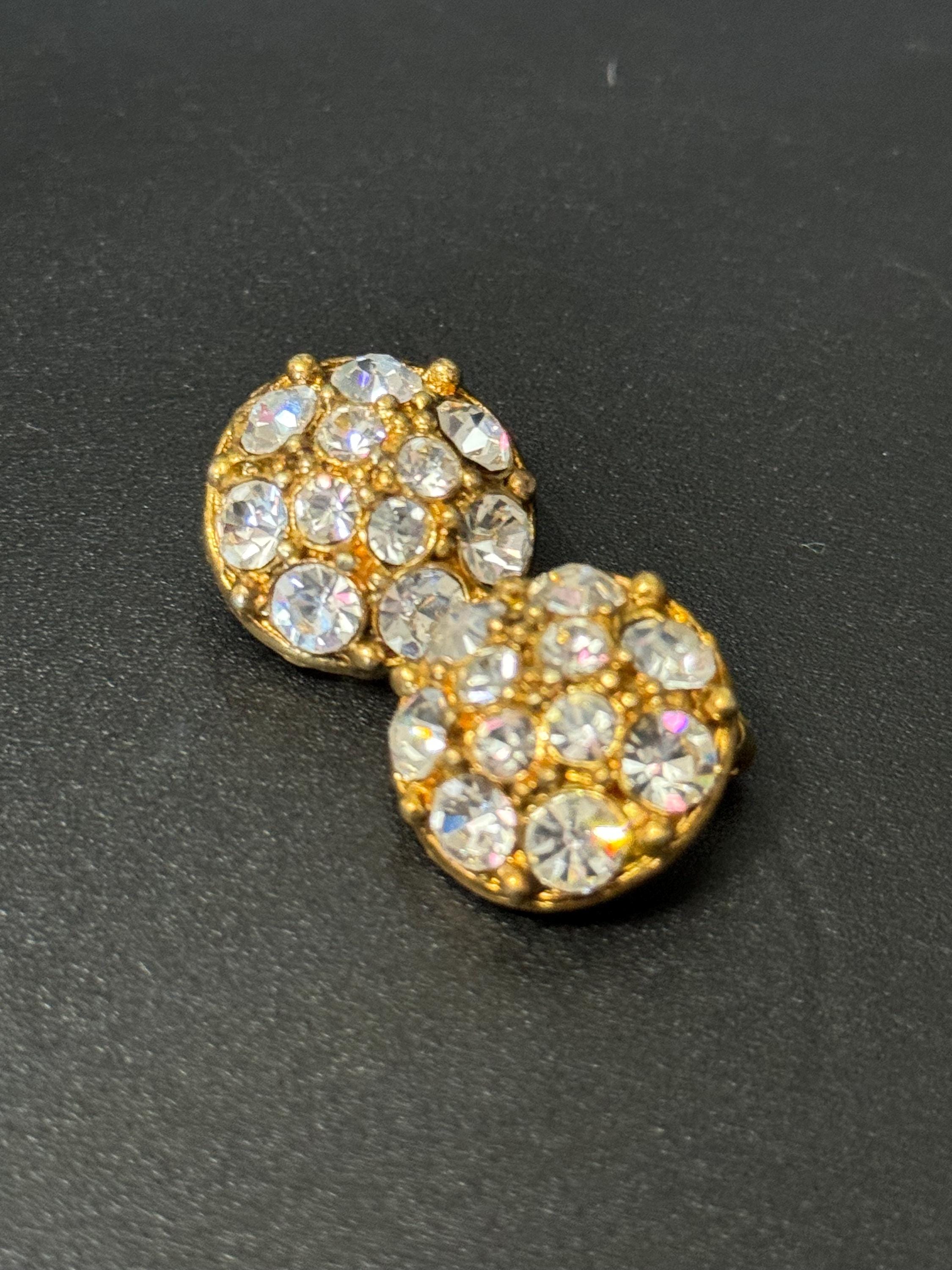 Clear Diamanté paste gold tone round Clip On Earrings