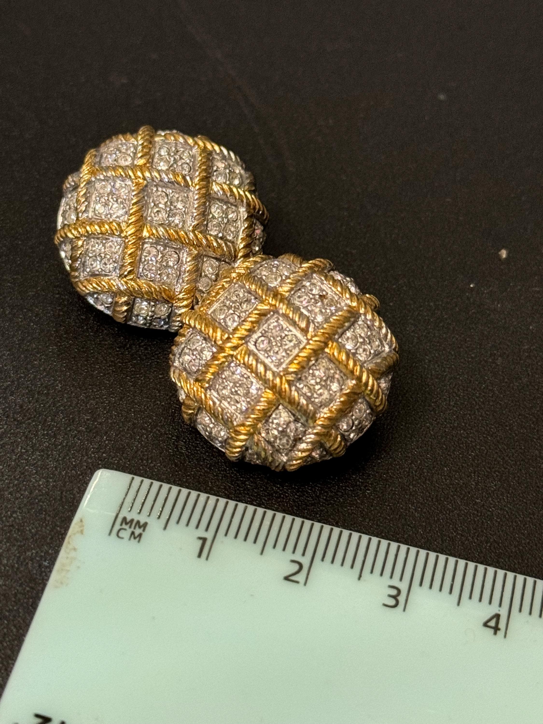 Clear Diamanté paste gold tone round Clip On Earrings