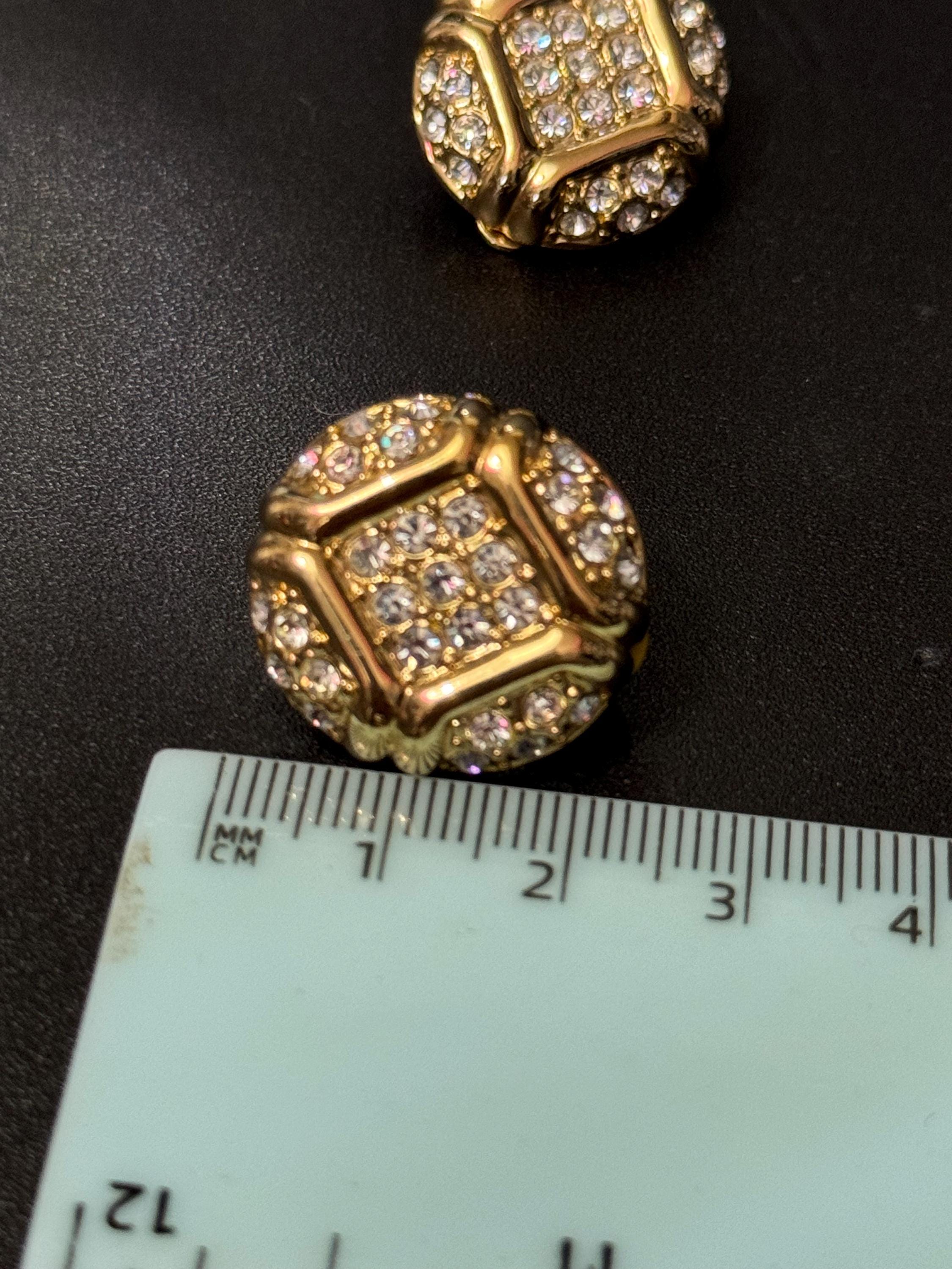 Clear Diamanté paste gold tone round Clip On Earrings