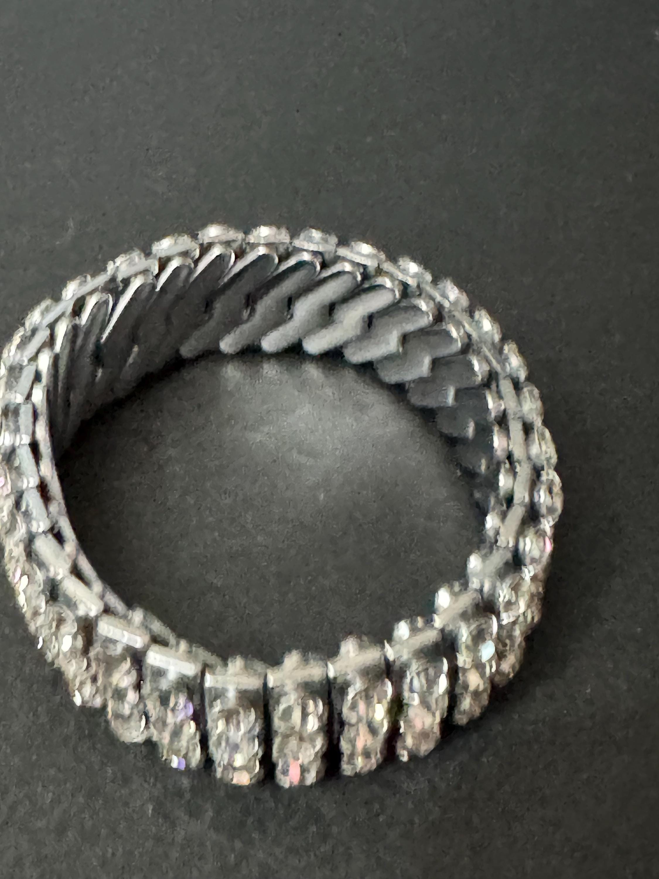 1950s Vintage chrome clear glass paste expandable bracelet