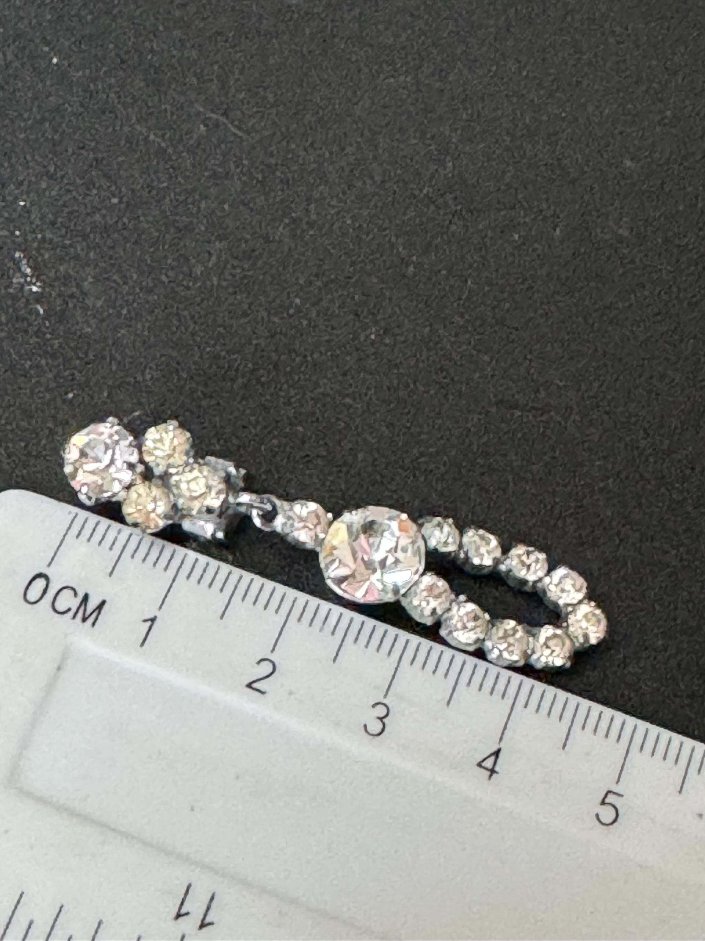 Vintage clear Diamanté Paste long Clip On Drop Earrings