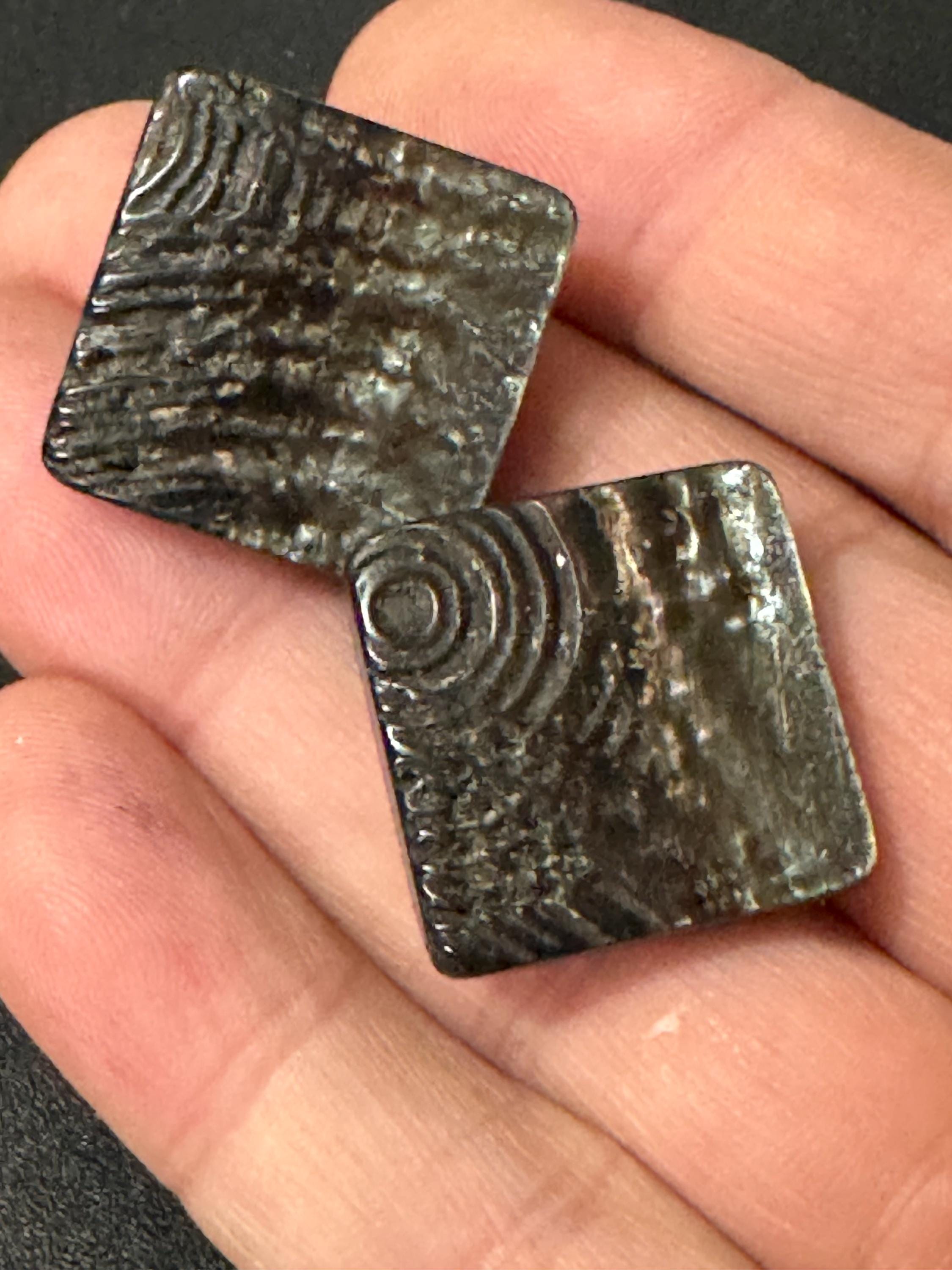 1980s Italian Modernist Square Clip On Earrings