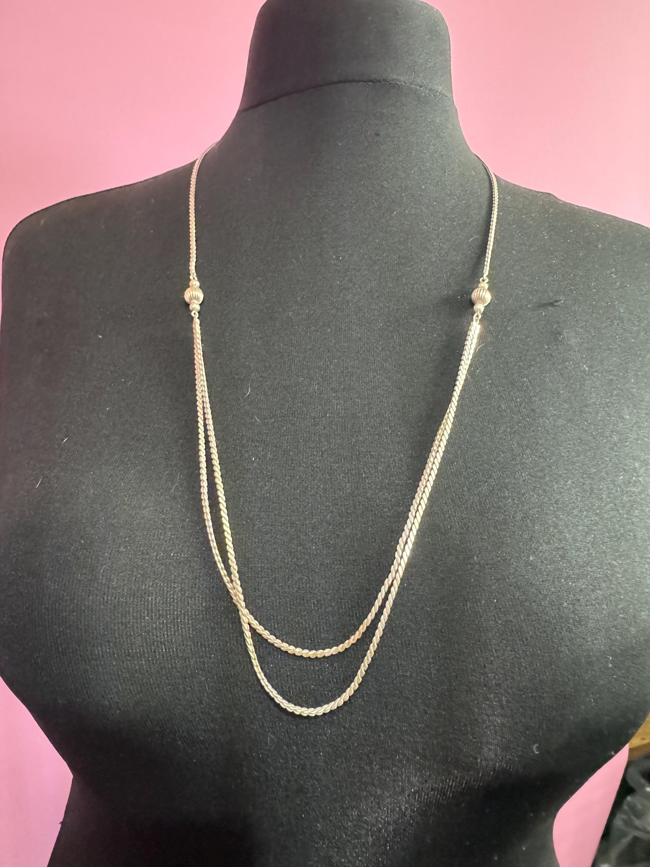Vintage A*D Sterling Silver Serpentine Chain Necklace: Modernist Ball Bead