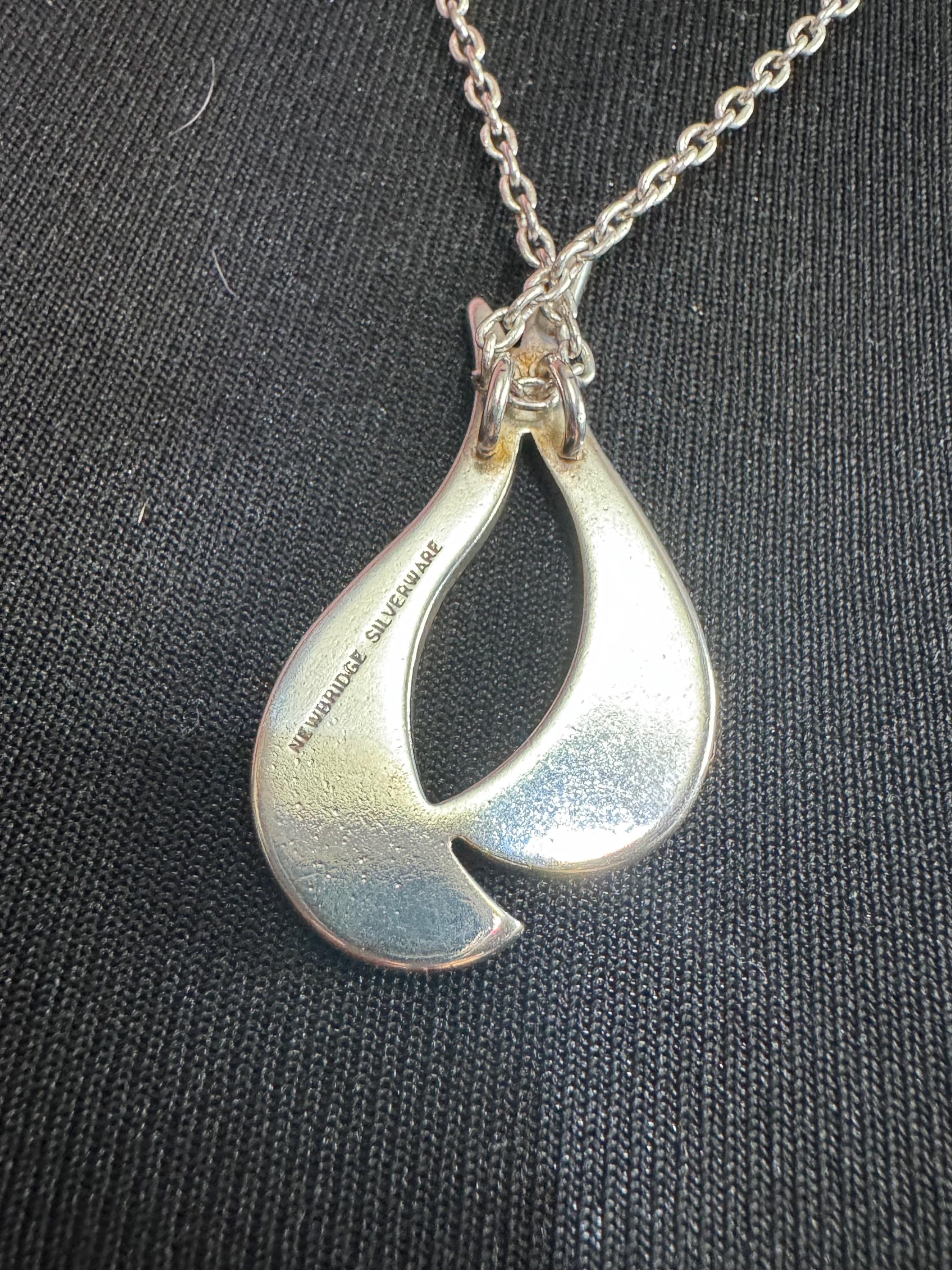 Abstract modernist pendant by Newbridge silverware on a 69cm 925 sterling silver chain