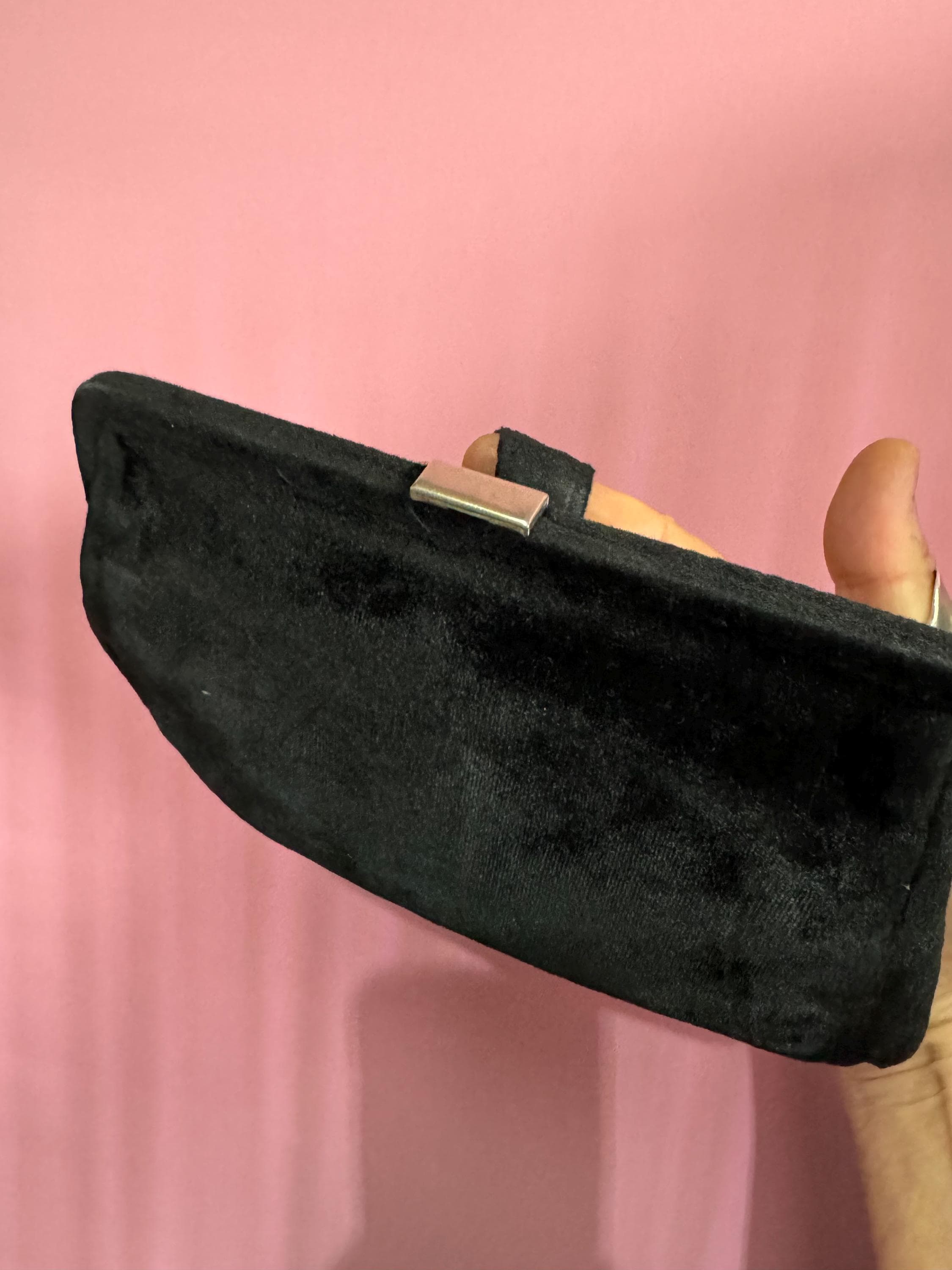 Vintage Art Deco Black Velvet Clutch: British Made Evening Bag