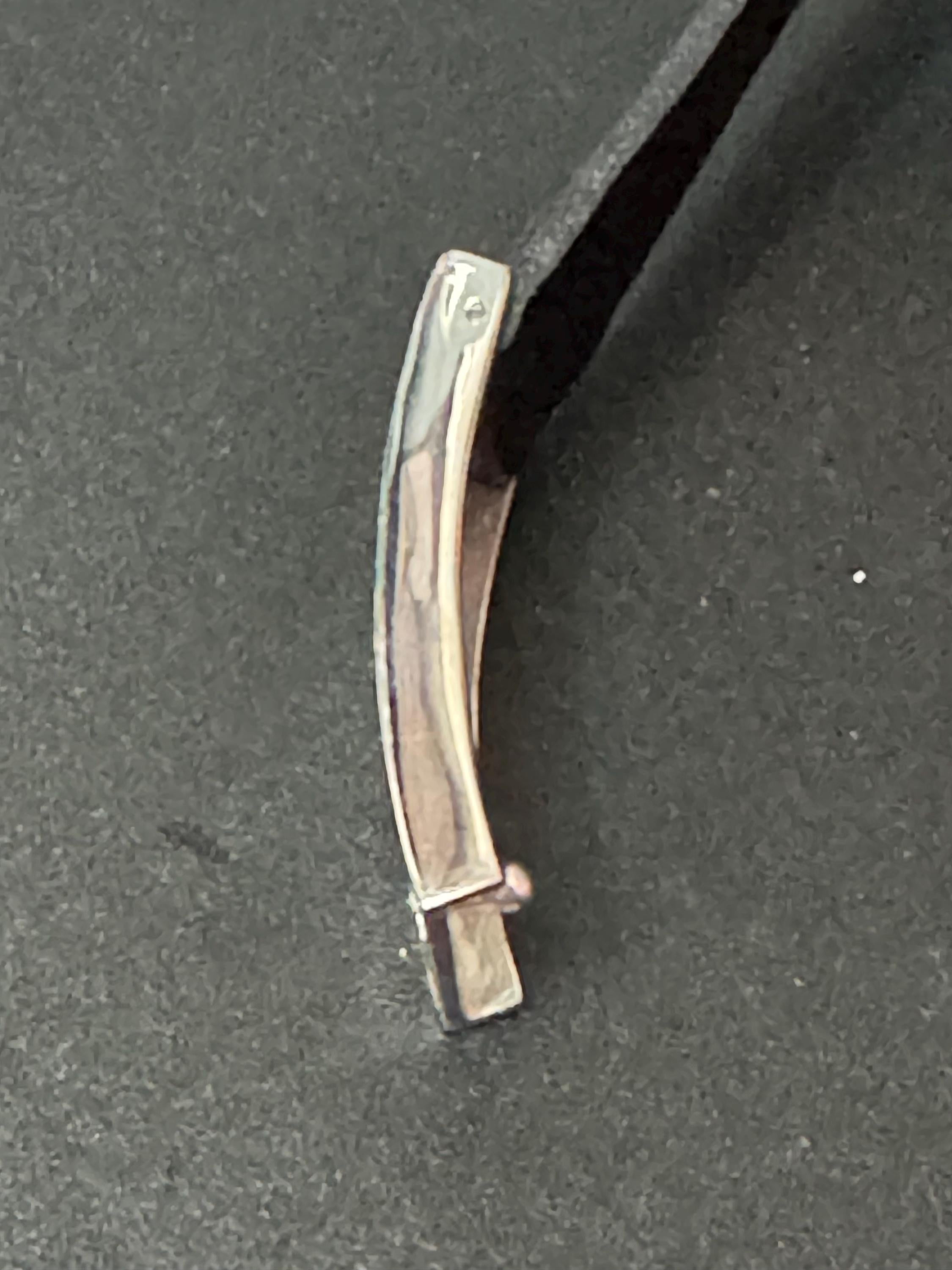 Signed Kenzo sterling silver burgundy leather combination double bracelet or 37cm choker with 925 leaf motif hallmarked