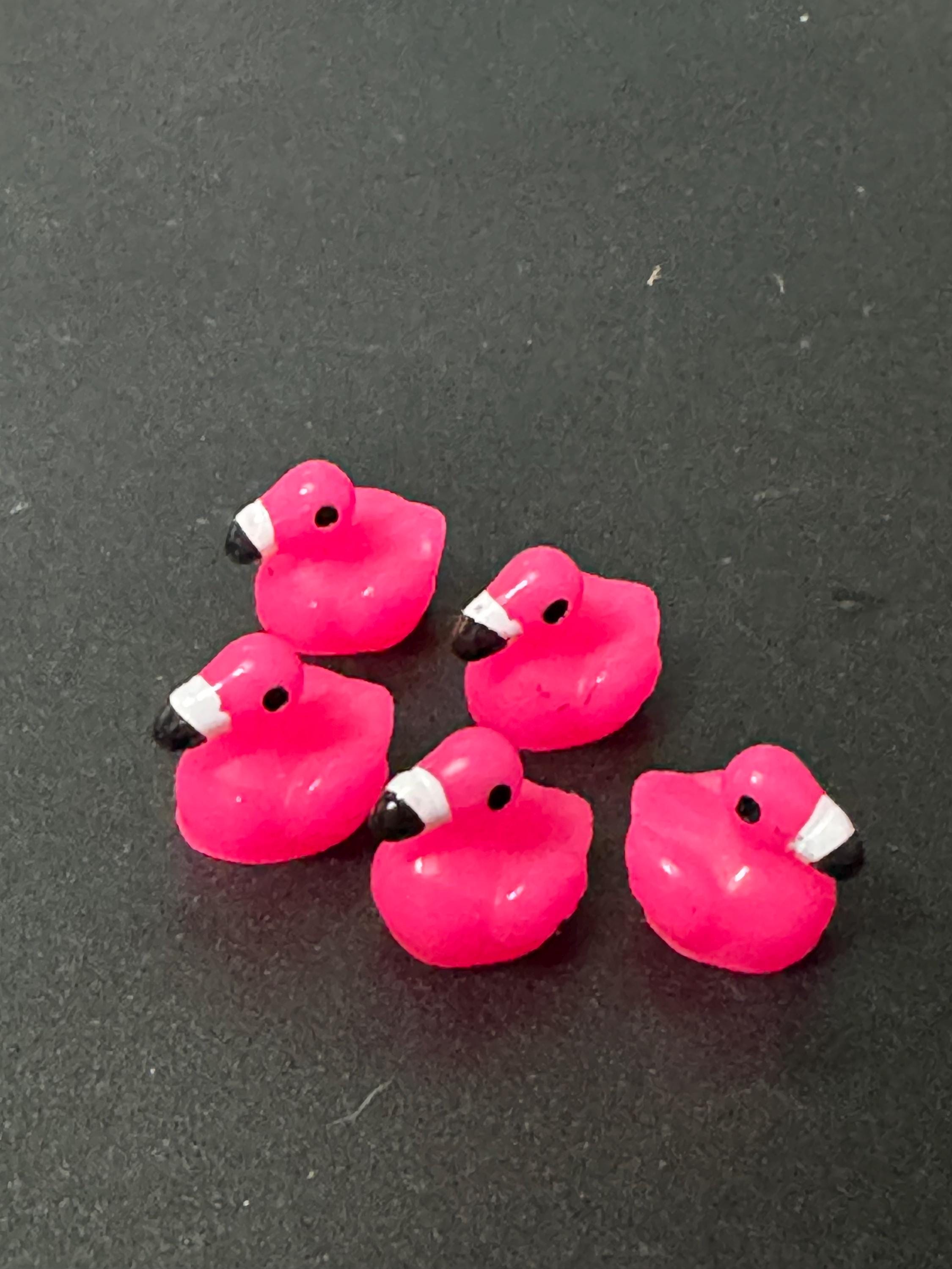 5 Miniature Pink Flamingo Cake Toppers: Tiny Dollhouse Figures