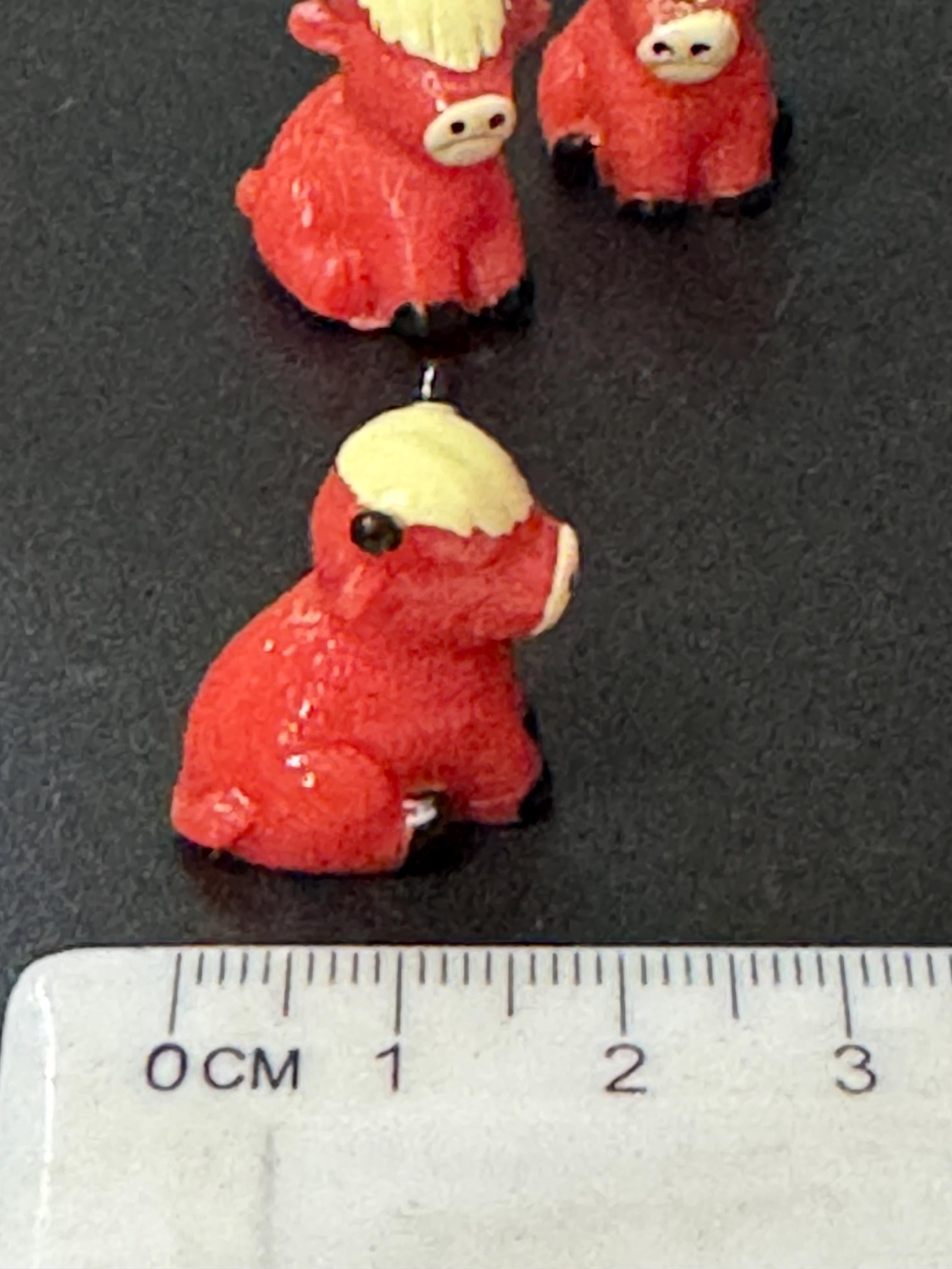 3 x Miniature highland cow cattle toppers tiny figures for cake decoration , craft and dollhouse