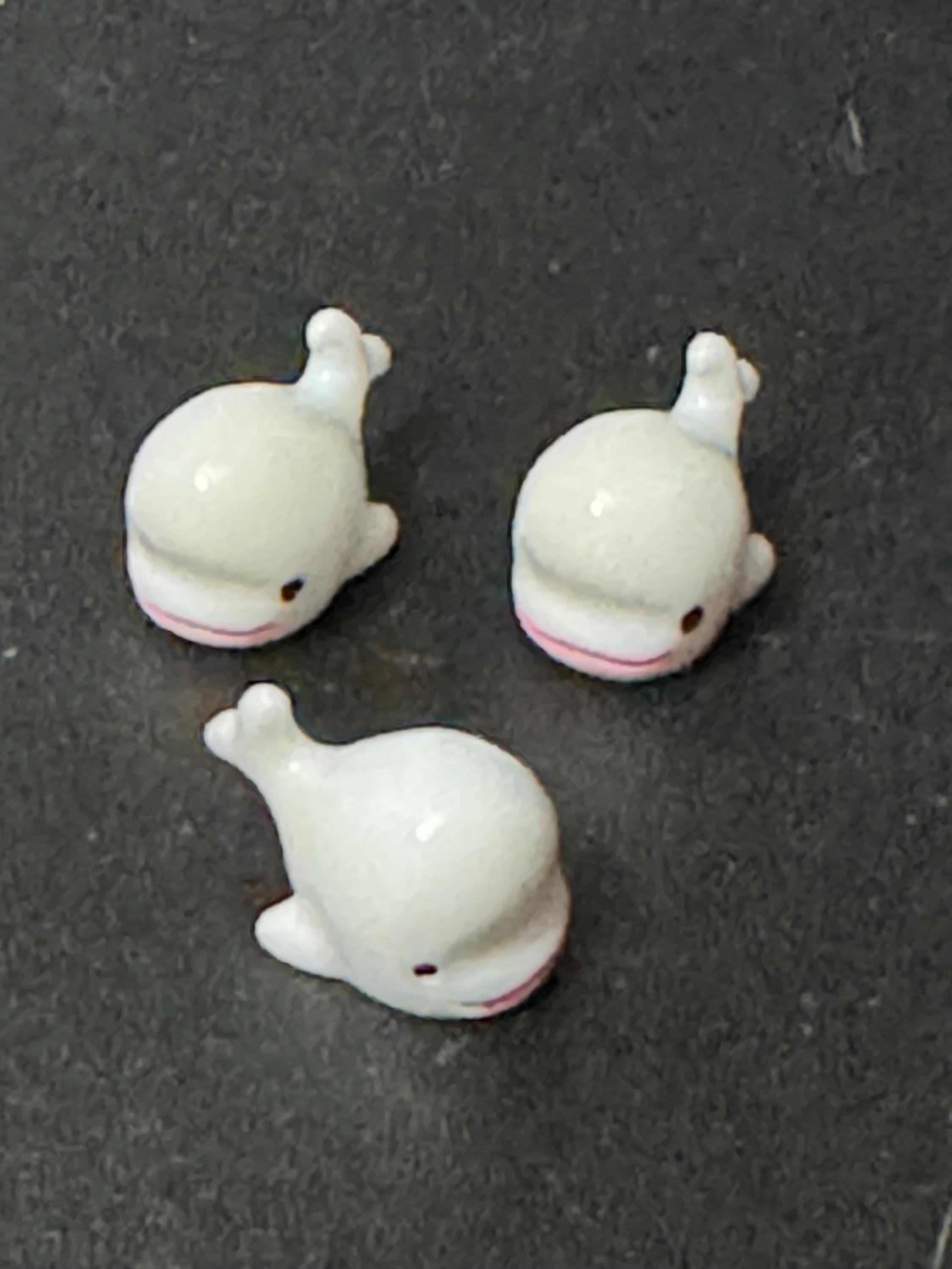 3 x miniature whale figures seaside cake topper decorations