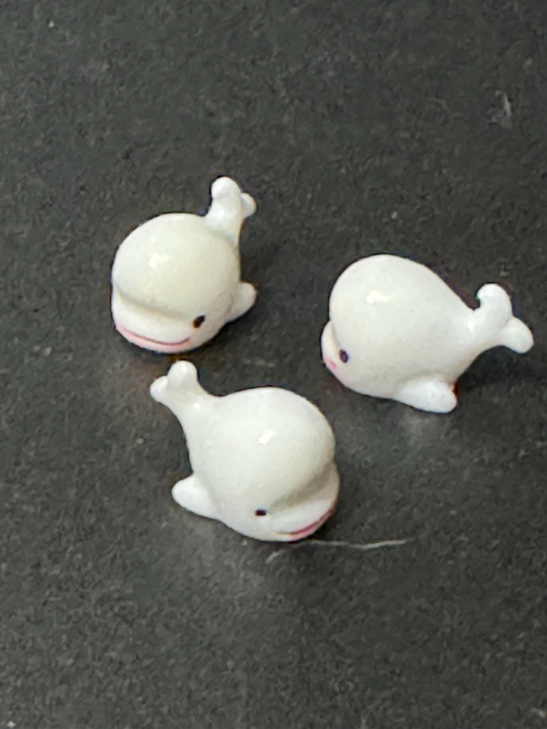 3 x miniature whale figures seaside cake topper decorations
