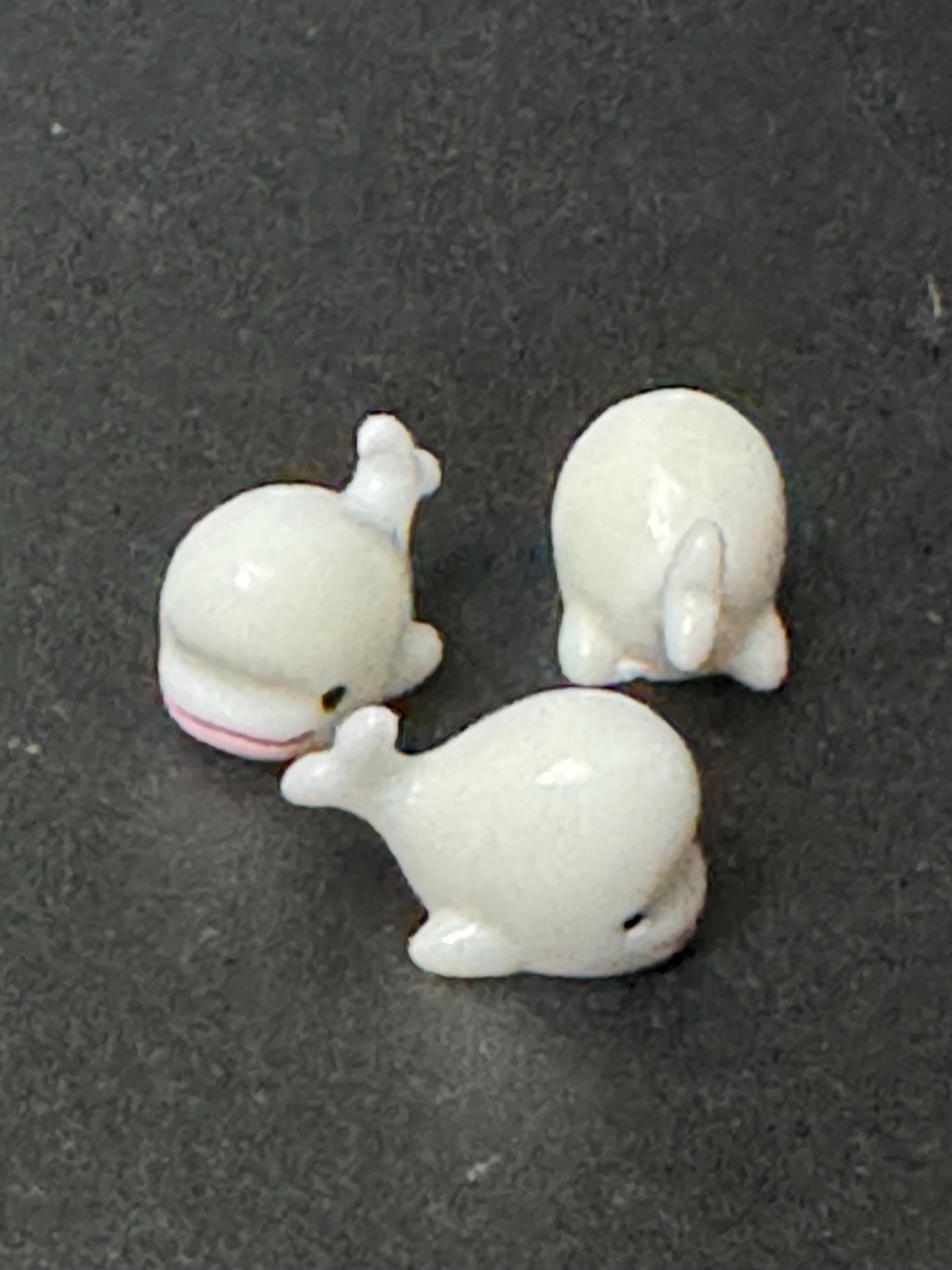 3 x miniature whale figures seaside cake topper decorations