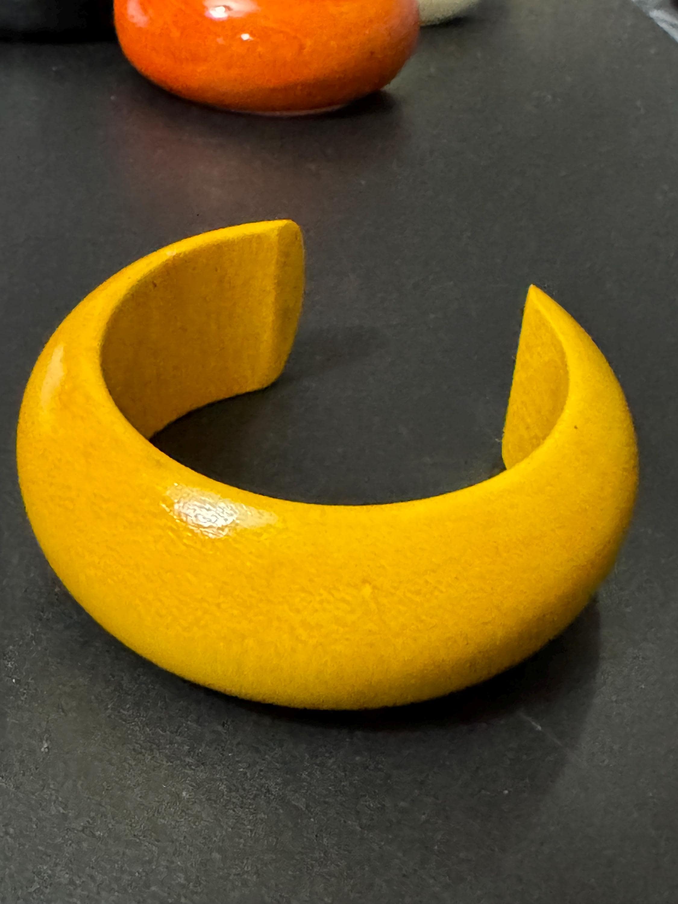 Retro Coloured Wooden Bangle Bracelet: 4cm Open Cuff