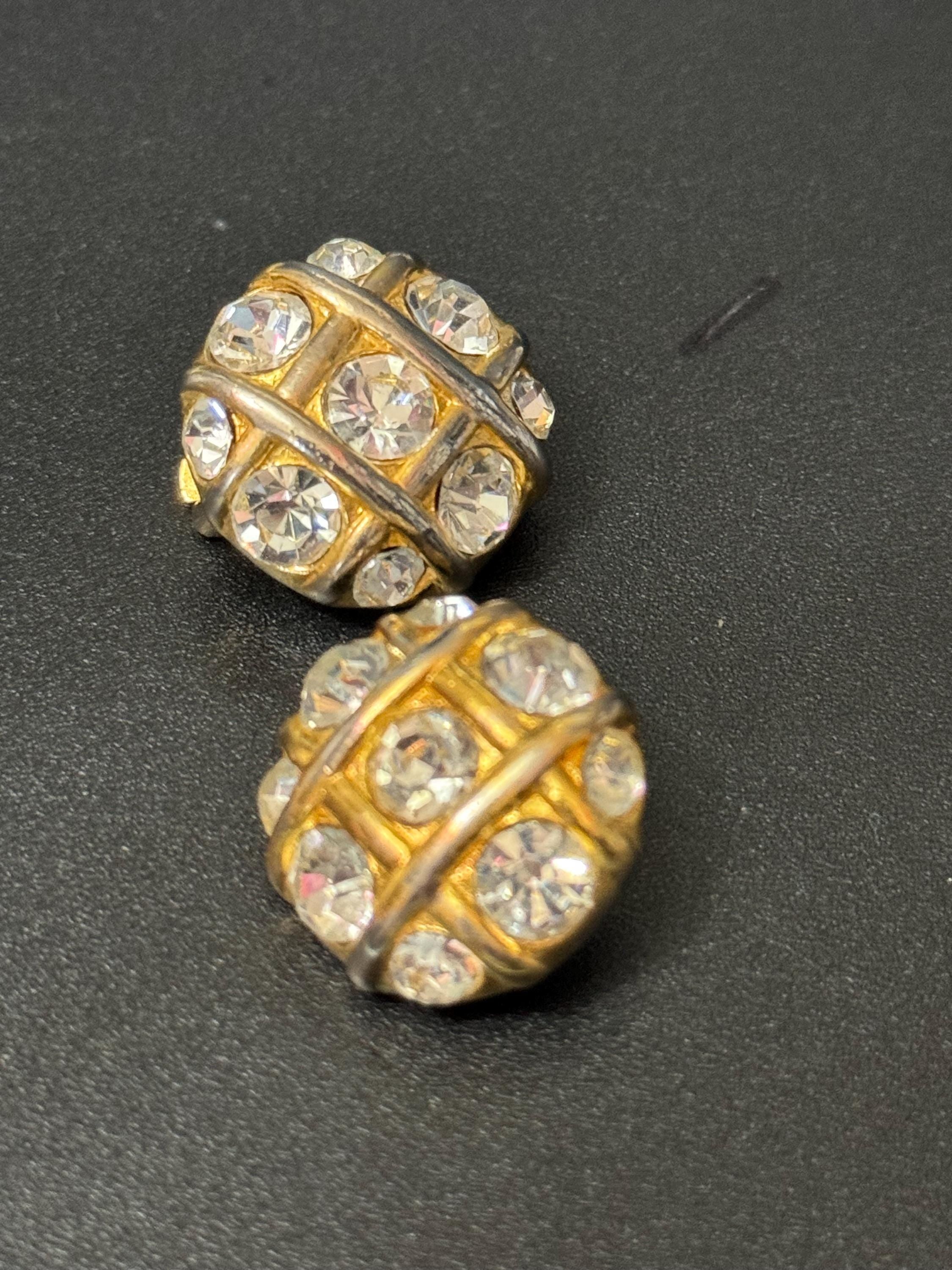 Clear Diamanté paste gold tone round Clip On Earrings