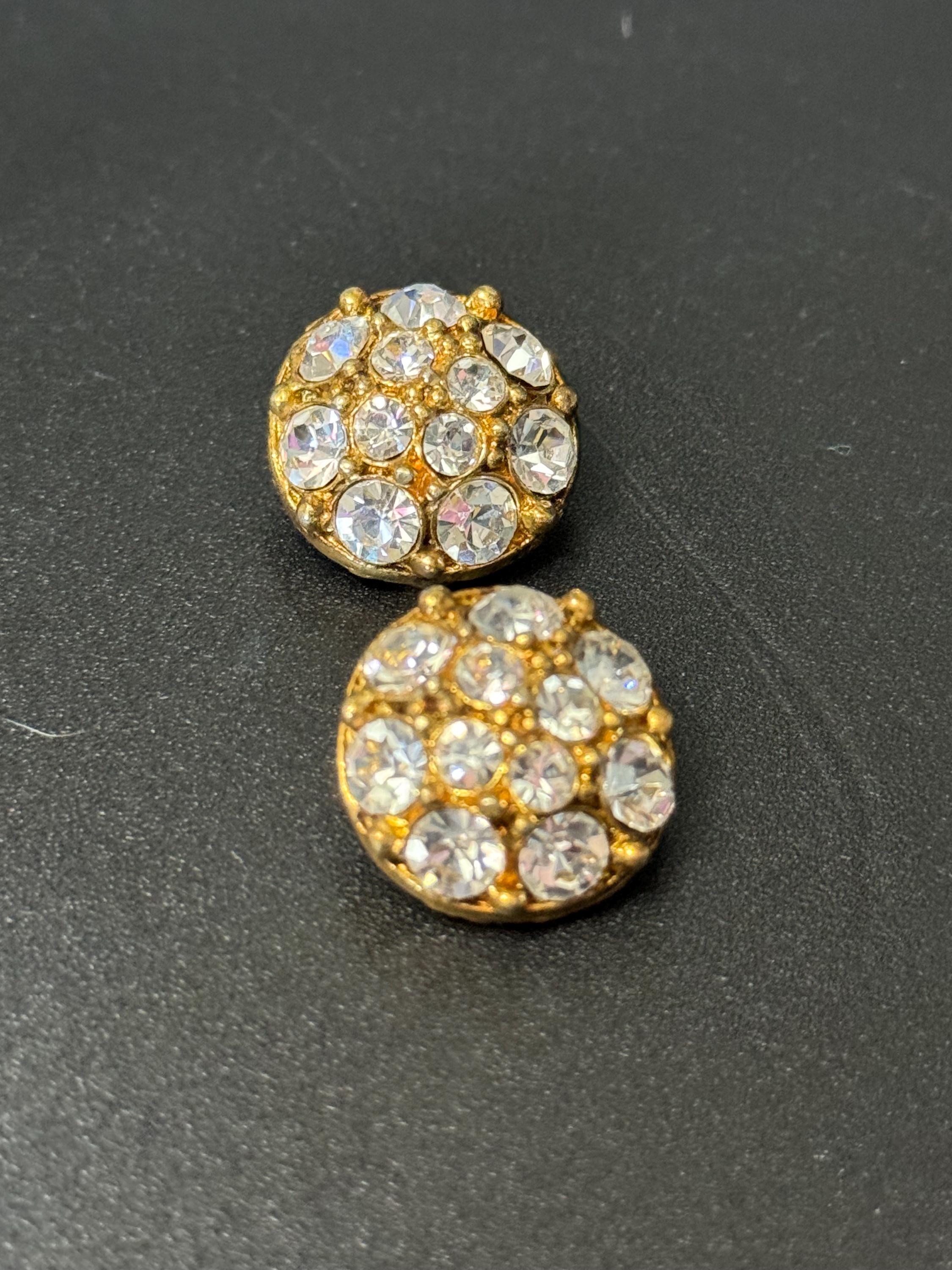 Clear Diamanté paste gold tone round Clip On Earrings