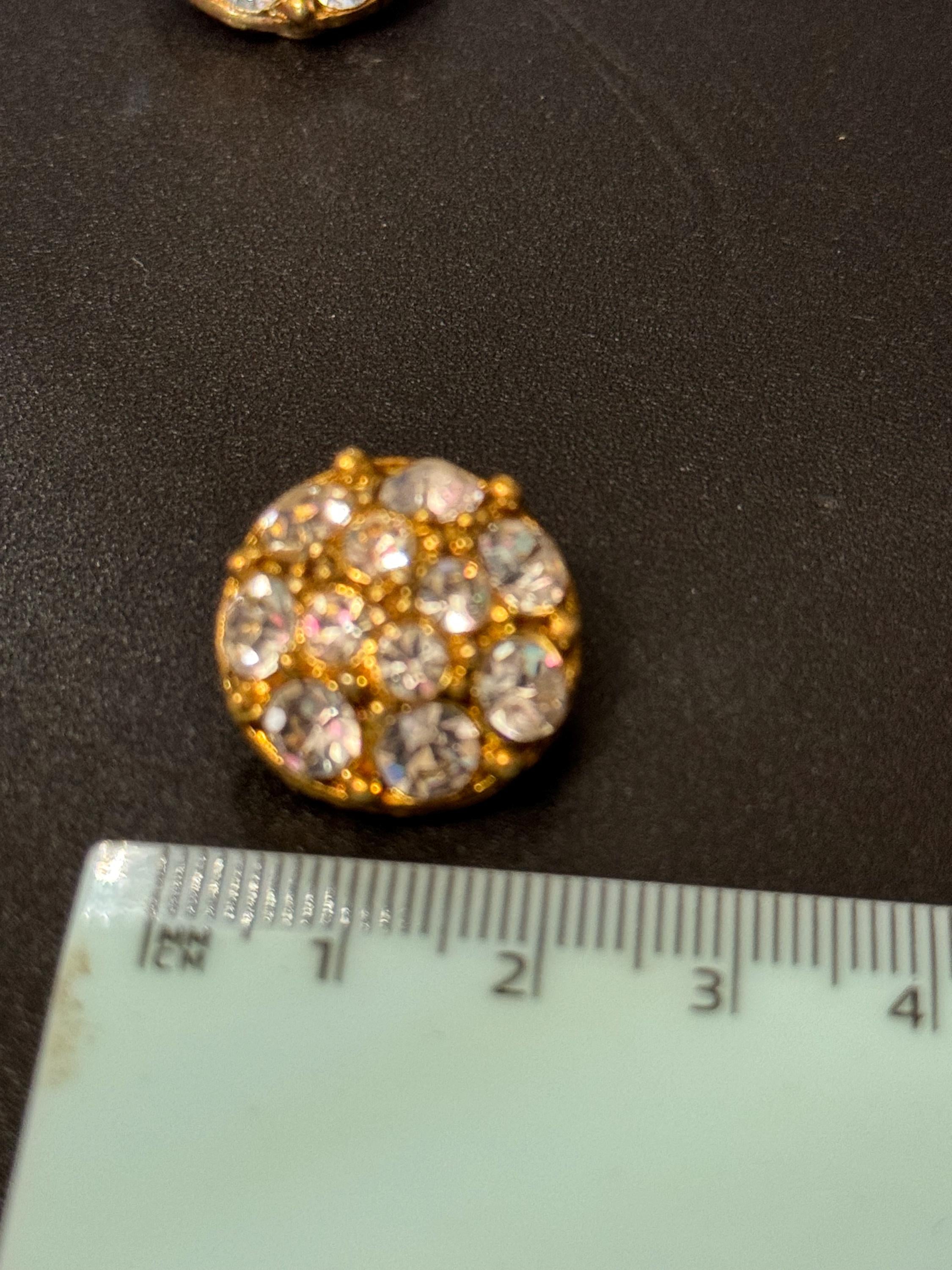 Clear Diamanté paste gold tone round Clip On Earrings