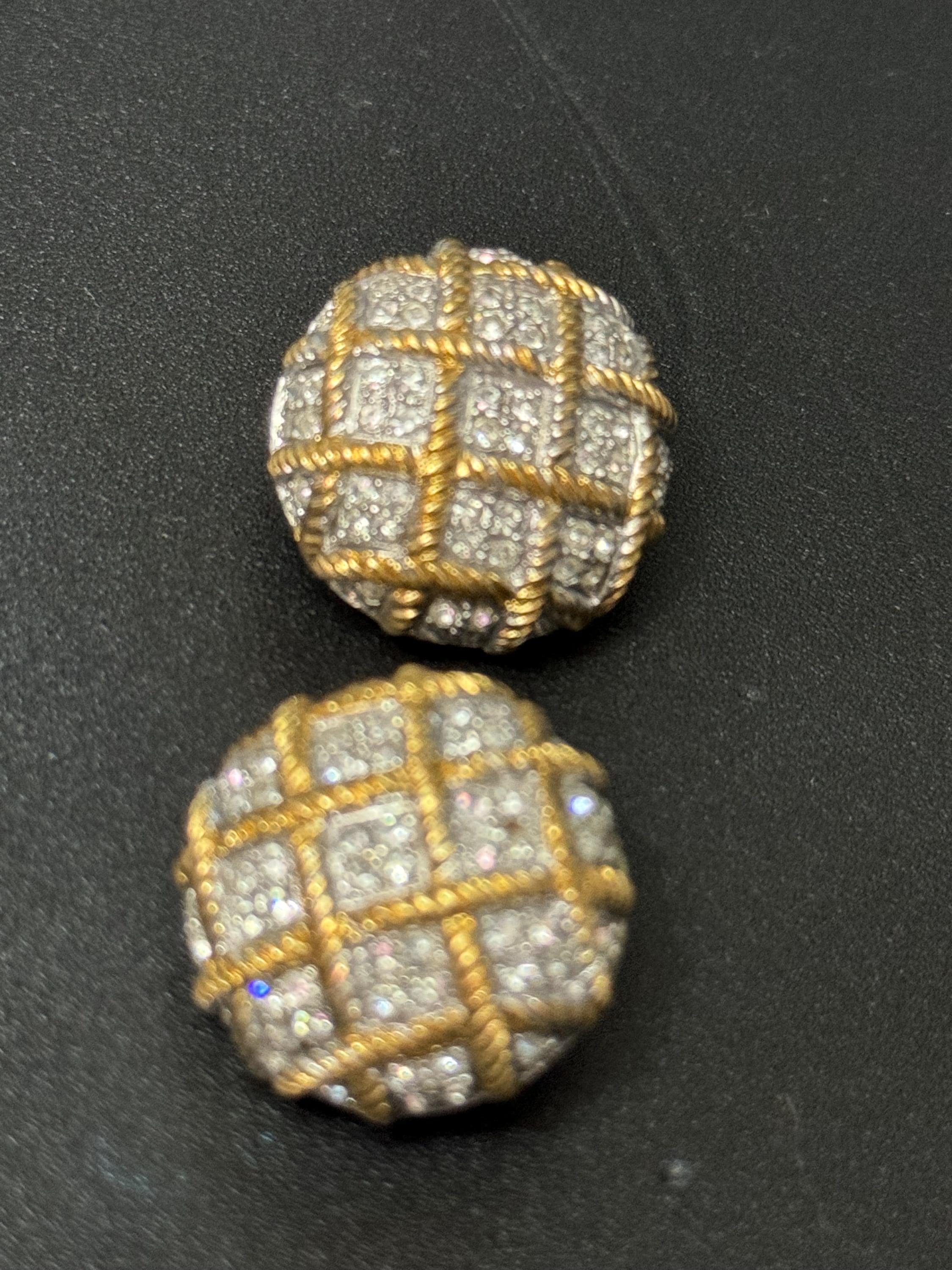 Clear Diamanté paste gold tone round Clip On Earrings