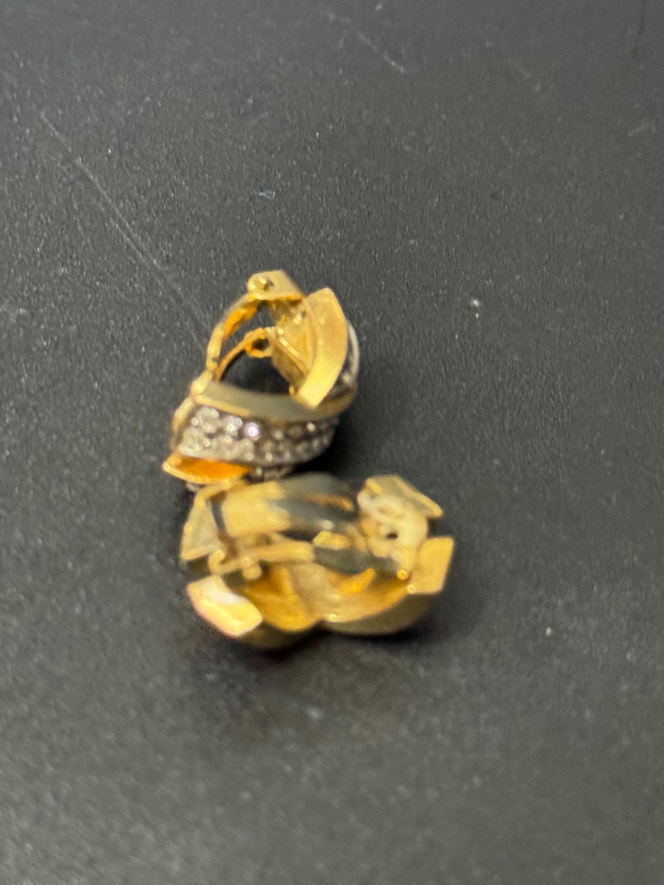 X cross Clip On Earrings, Clear Diamanté paste gold tone