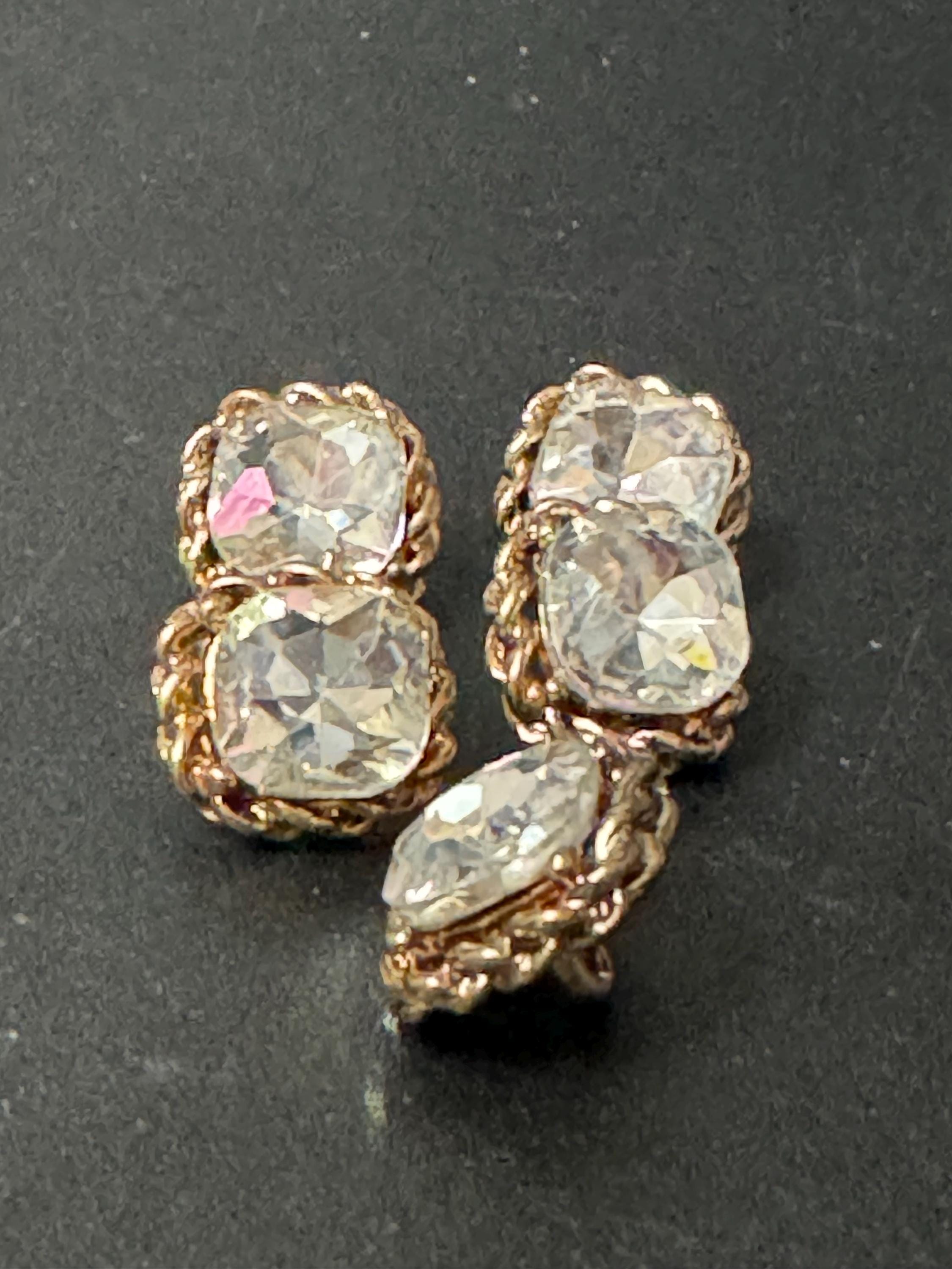 Copper Gold Diamanté Buttons: Square Crystal Shank - 14mm, Set of 5