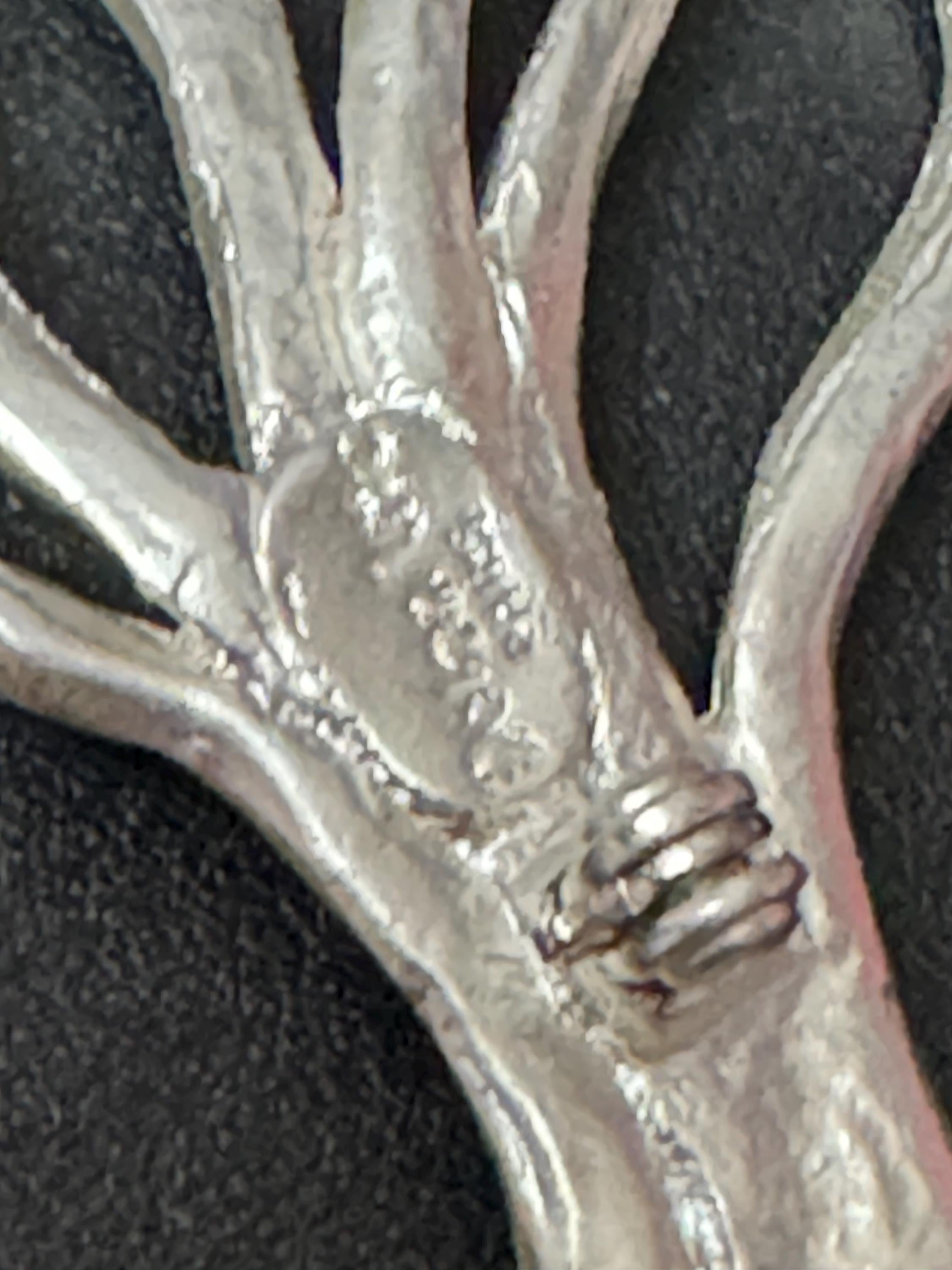 French signed dolce vita silver tone seaweed brooch