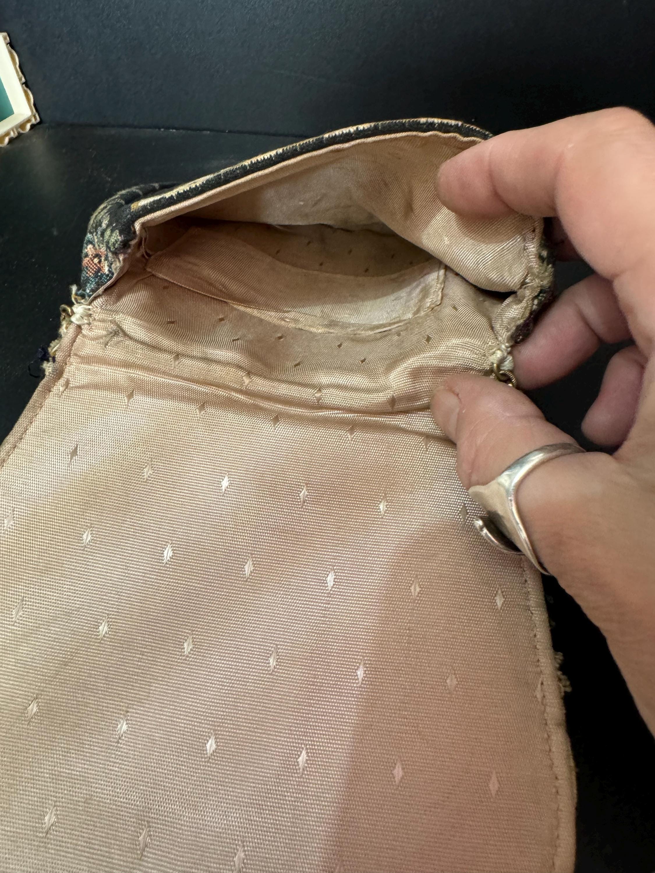 Antique Petit Point Tapestry Purse: Embroidered Floral Evening Bag, 1920s