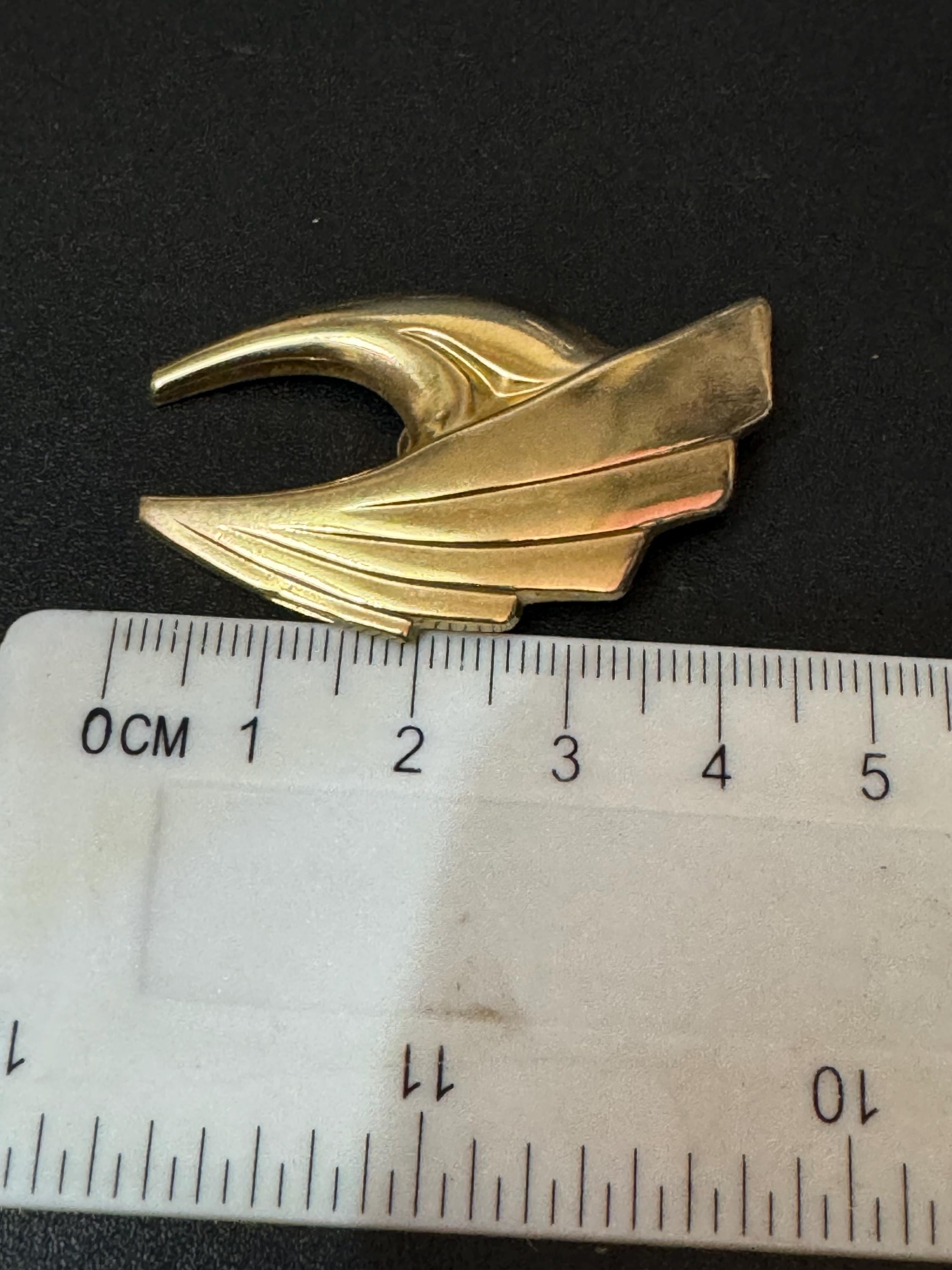 Vintage Art Deco Winged Gold Tone Clip On Earrings