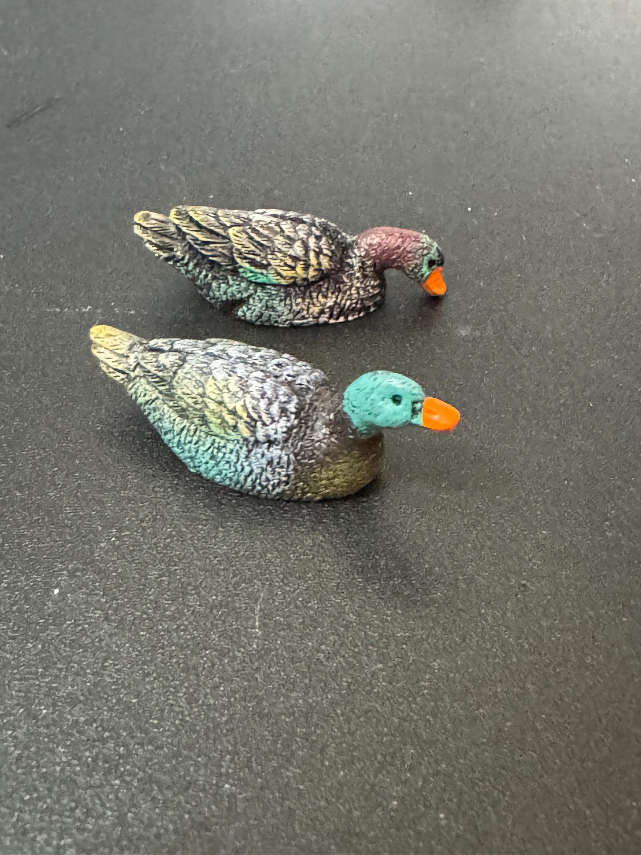 Miniature pair of ducks for cake topper decorations, craft and dollhouse scenery