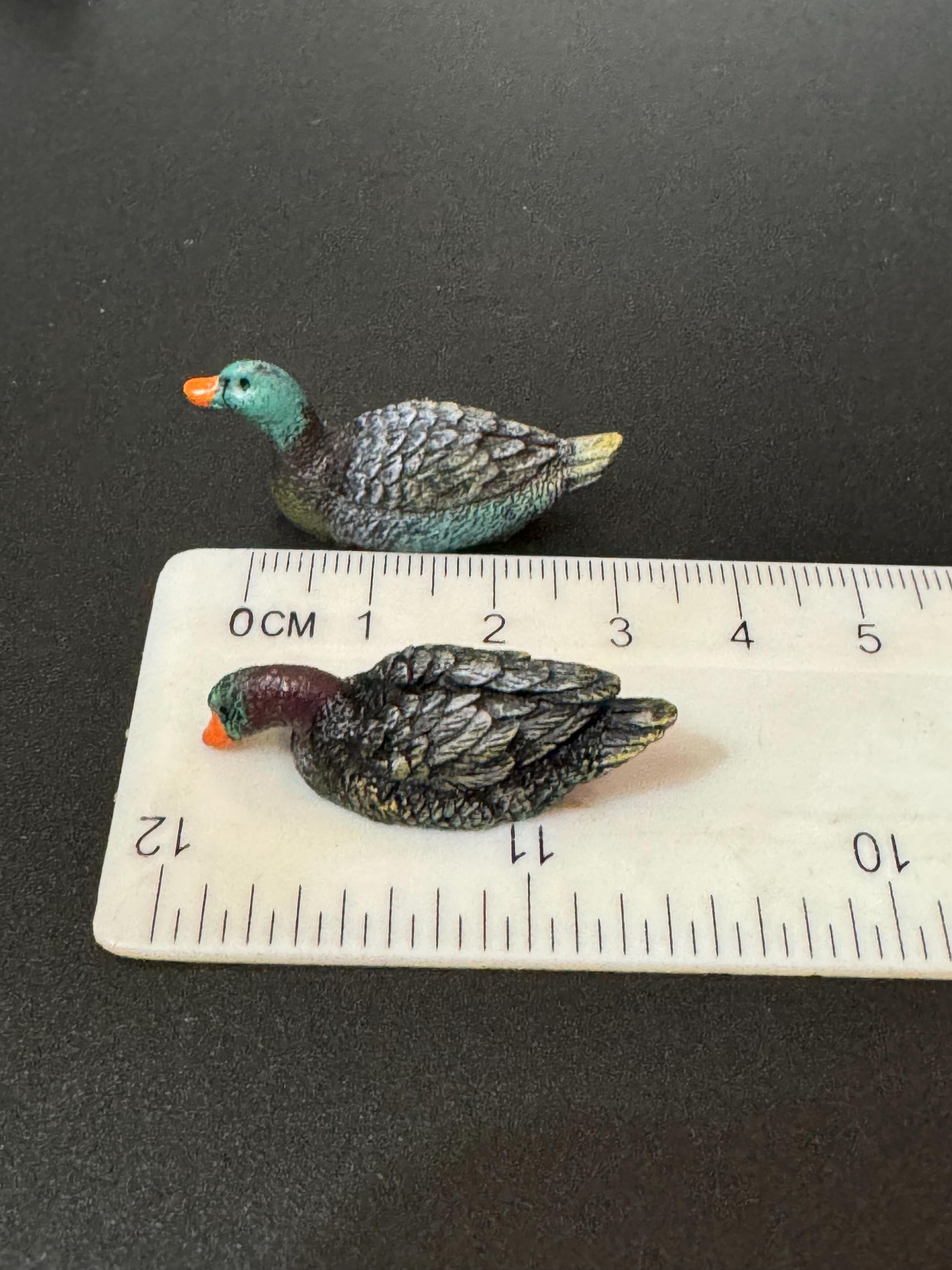 Miniature pair of ducks for cake topper decorations, craft and dollhouse scenery
