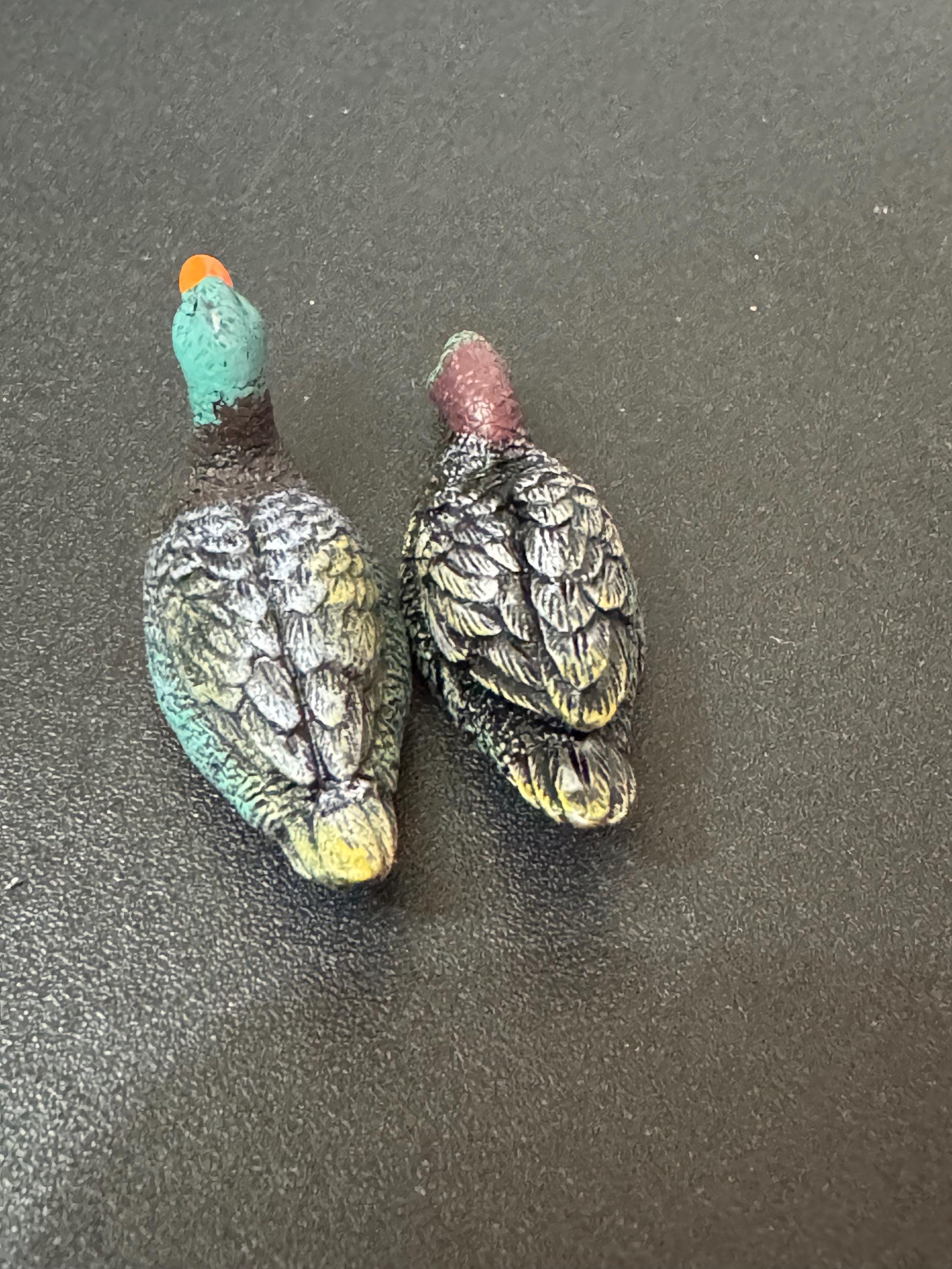 Miniature pair of ducks for cake topper decorations, craft and dollhouse scenery