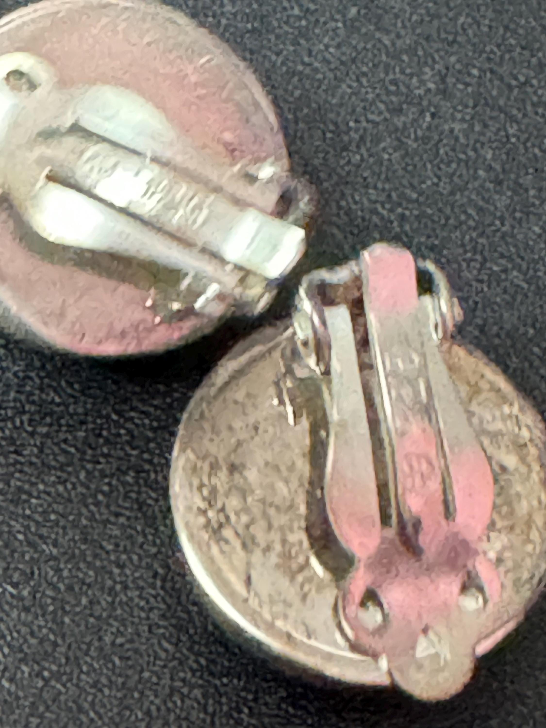 Small Vintage 925 domed sterling silver clip on earrings 1.5cm