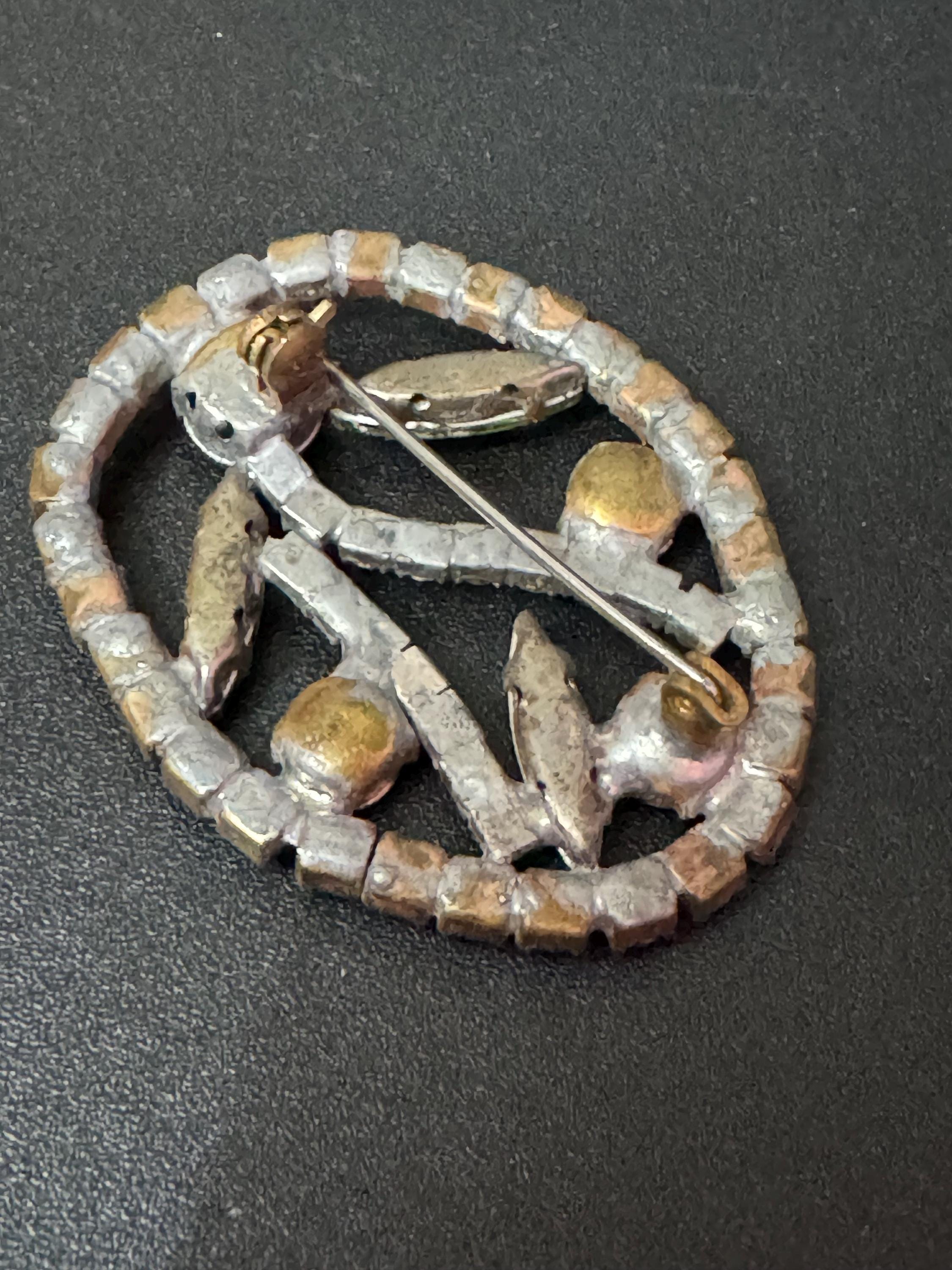 Vintage Czech Floral Brooch: Diamanté Rainbow Cabochons