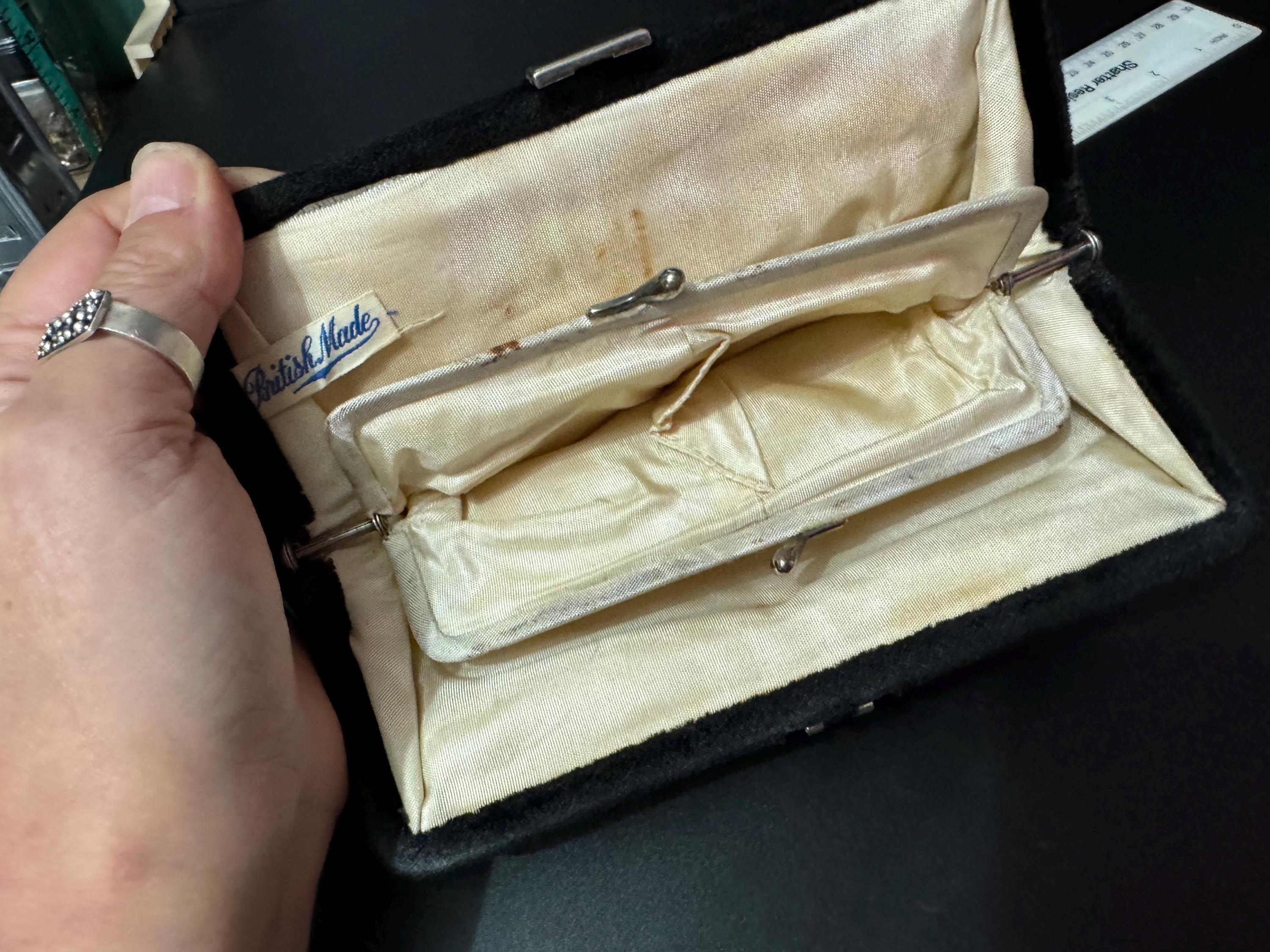 Vintage Art Deco Black Velvet Clutch: British Made Evening Bag