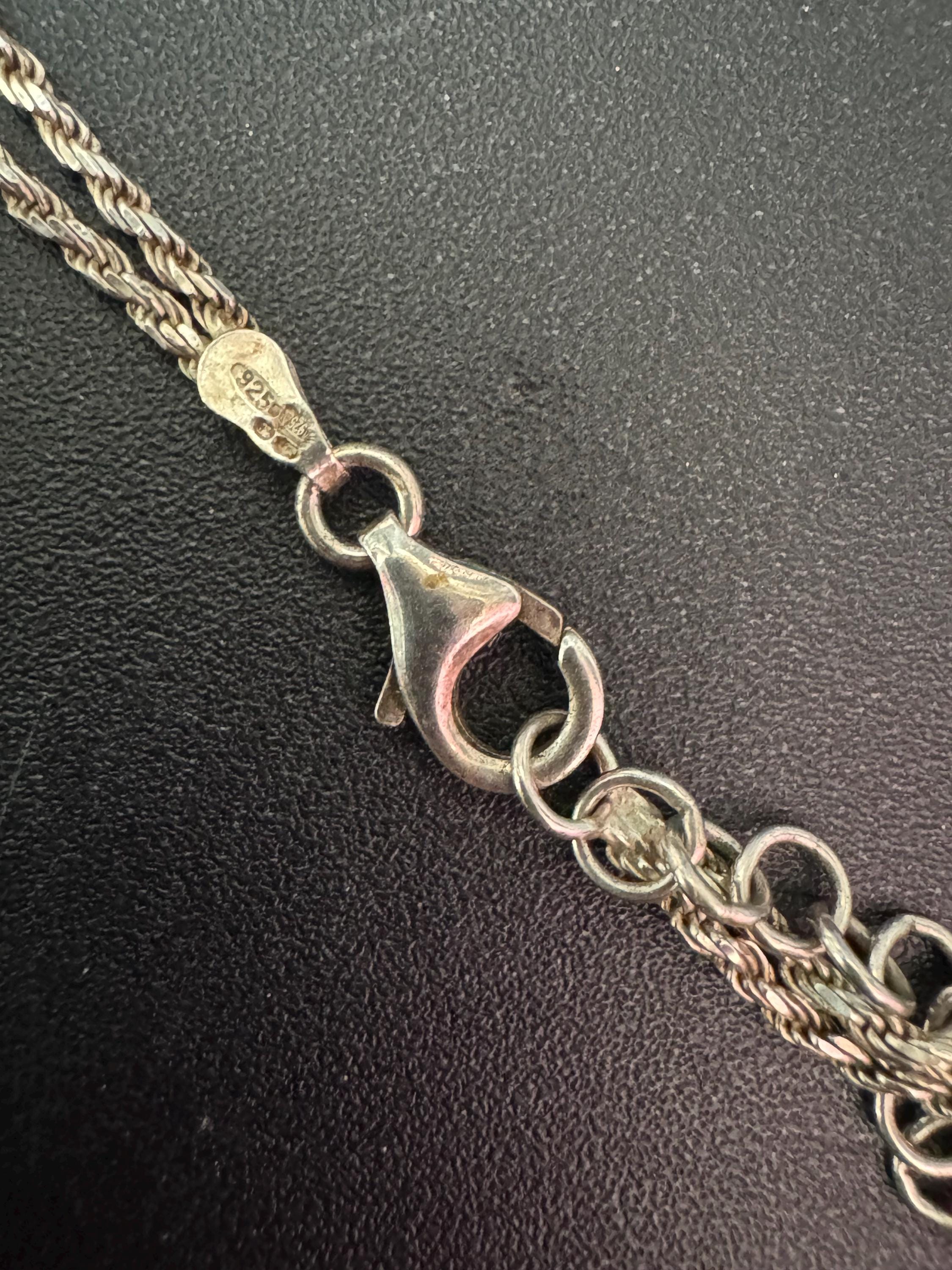 Vintage 925 sterling silver modernist 10cm long drop tassel pendant necklace 46-50cm 13.1grams