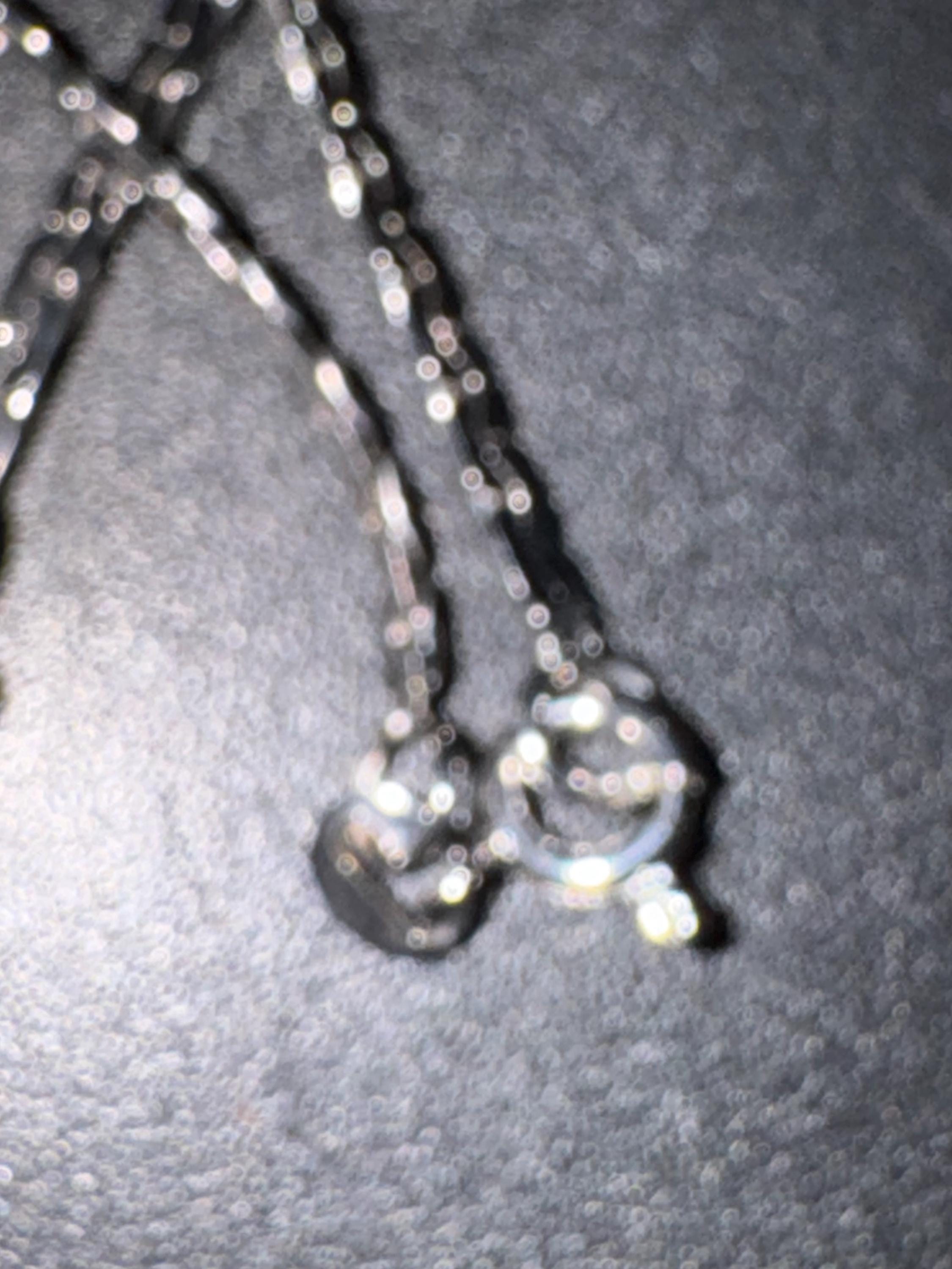 Vintage solid silver 835 minimalist clear diamanté paste stone glass drop flat chain lariat negligee necklace