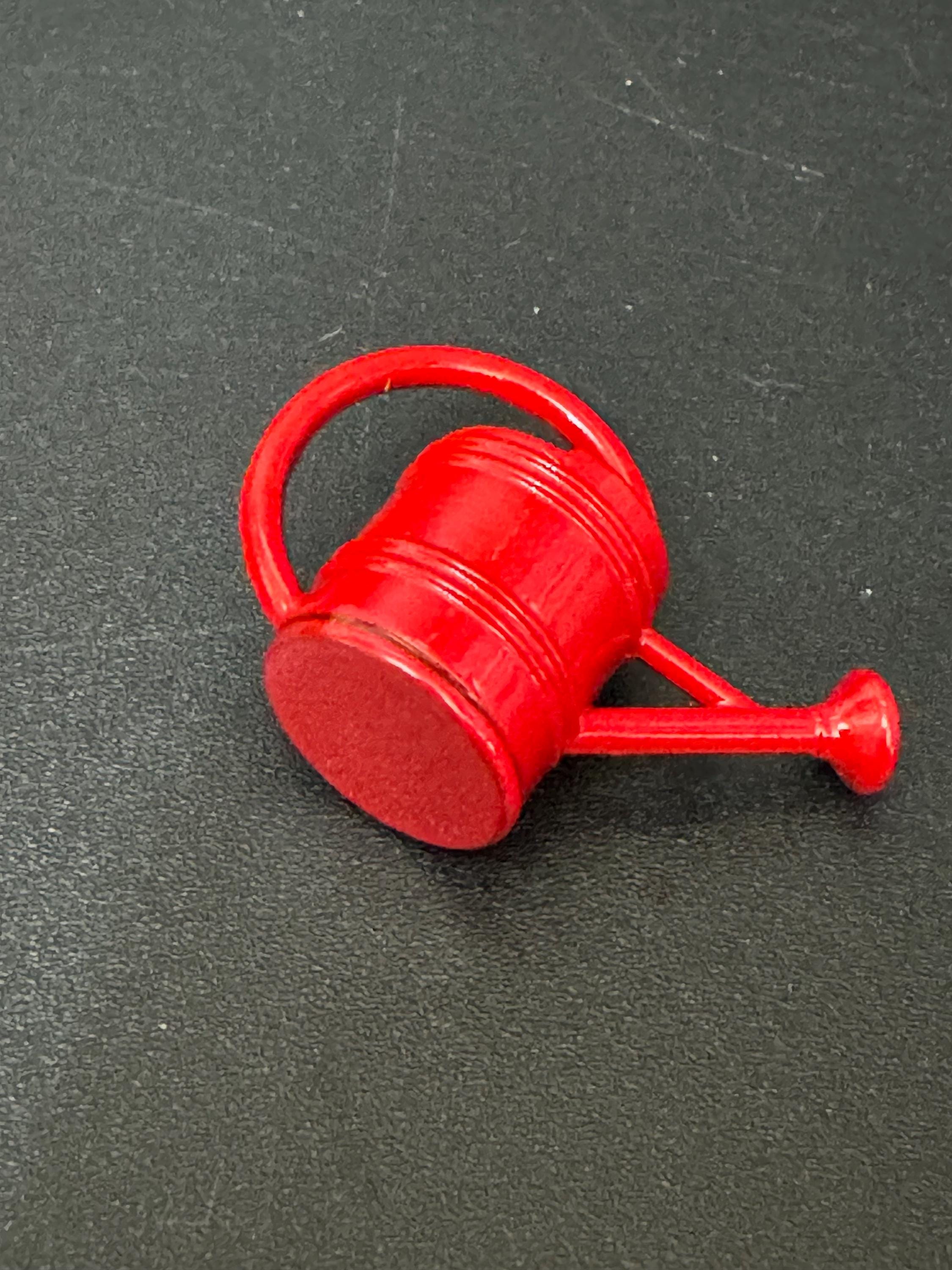 Miniature plain Red metal watering can garden tools gardener cake topper decoration scenery dolls