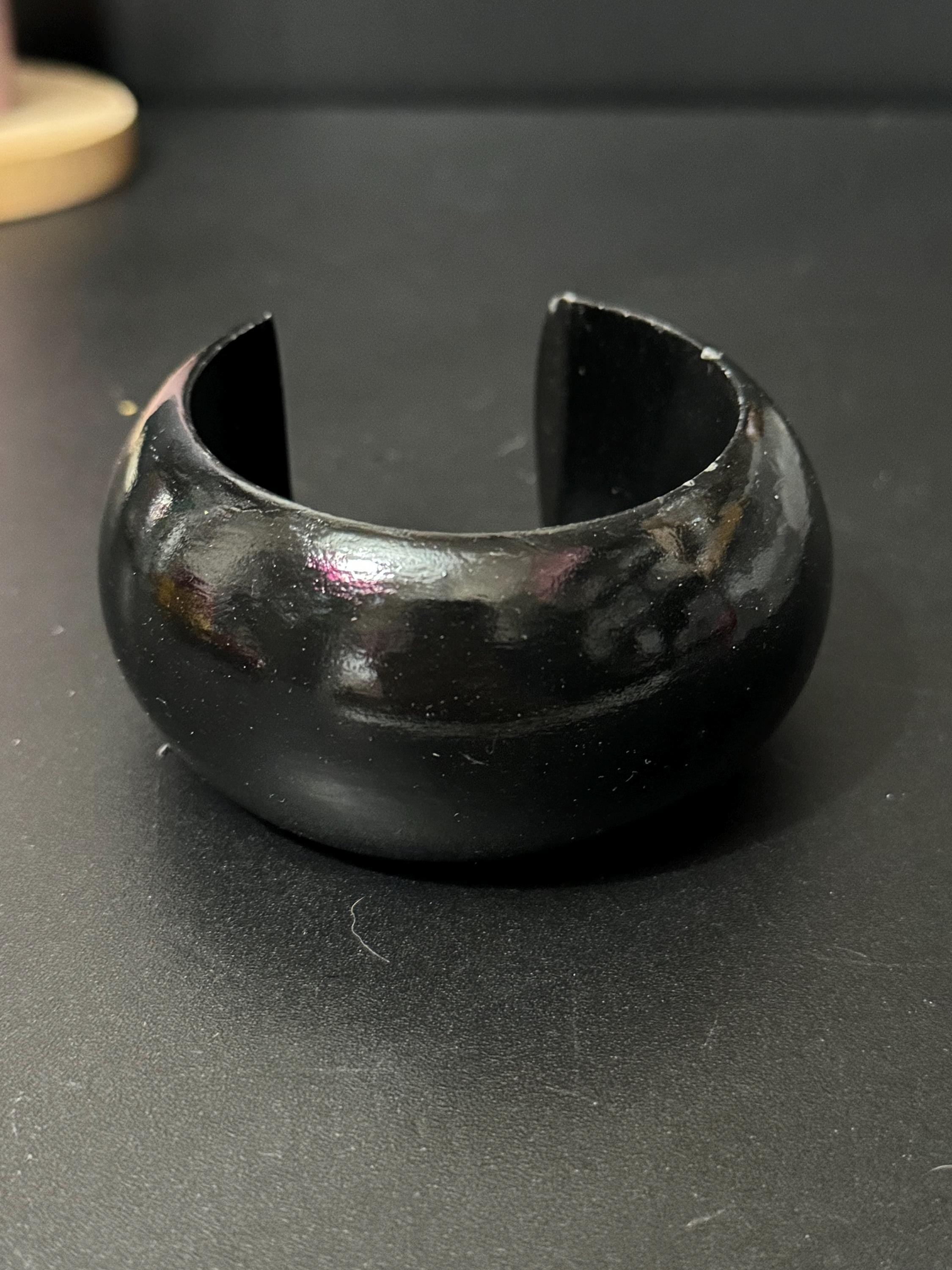 Retro Coloured Wooden Bangle Bracelet: 4cm Open Cuff