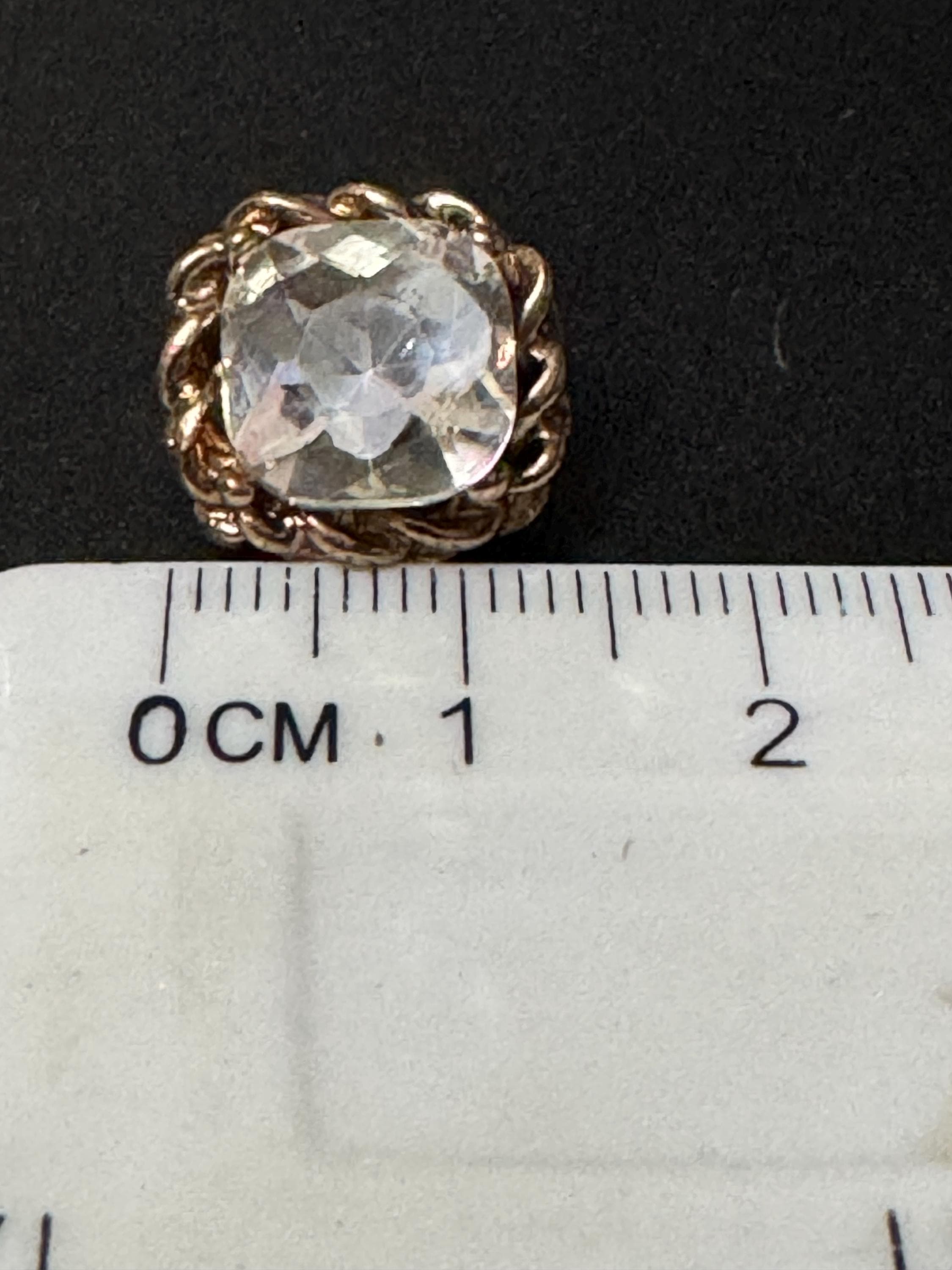 Copper Gold Diamanté Buttons: Square Crystal Shank - 14mm, Set of 5