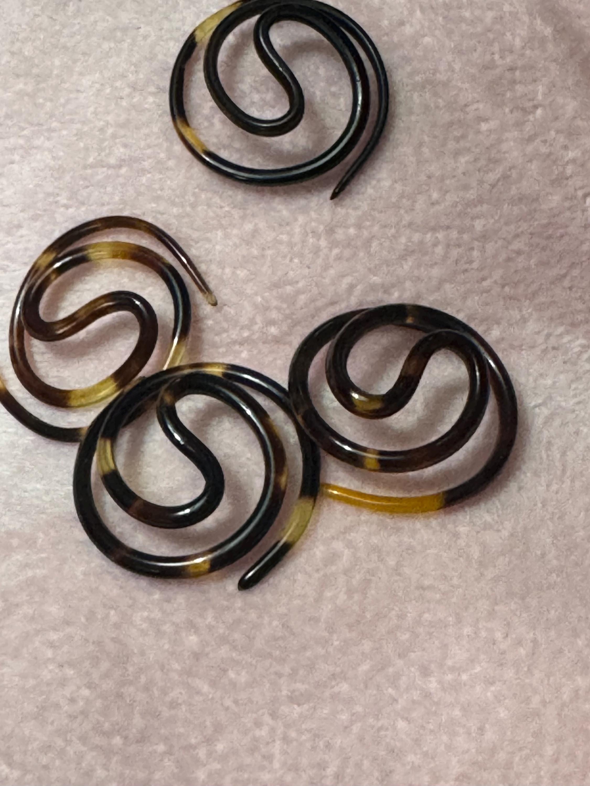 Antique 2.5cm hair screws Faux Tortoiseshell French art deco plastic hair twists