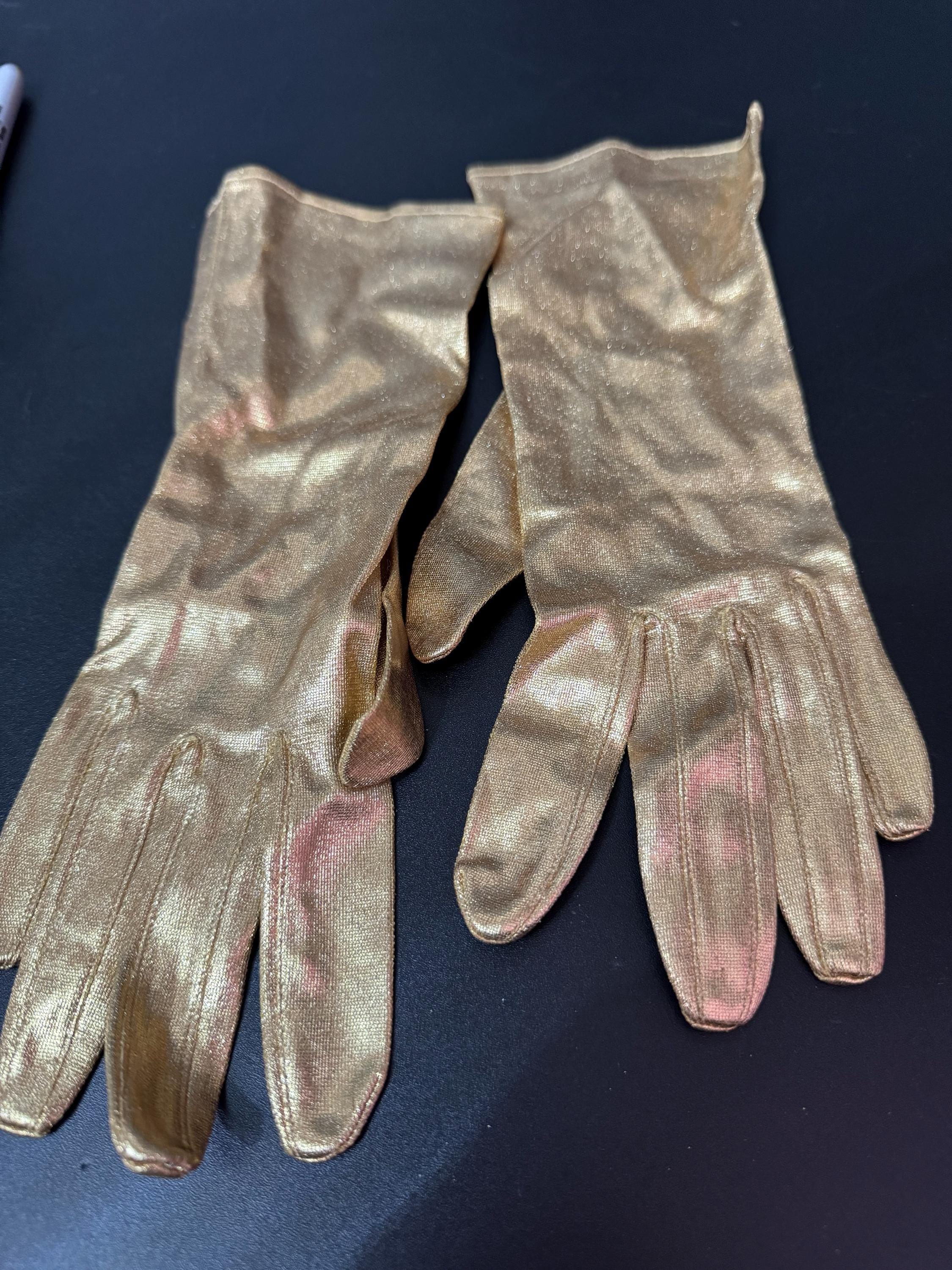 Dents size small 6.5 bright gold metallic short length Day Formal evening Gloves 26cm