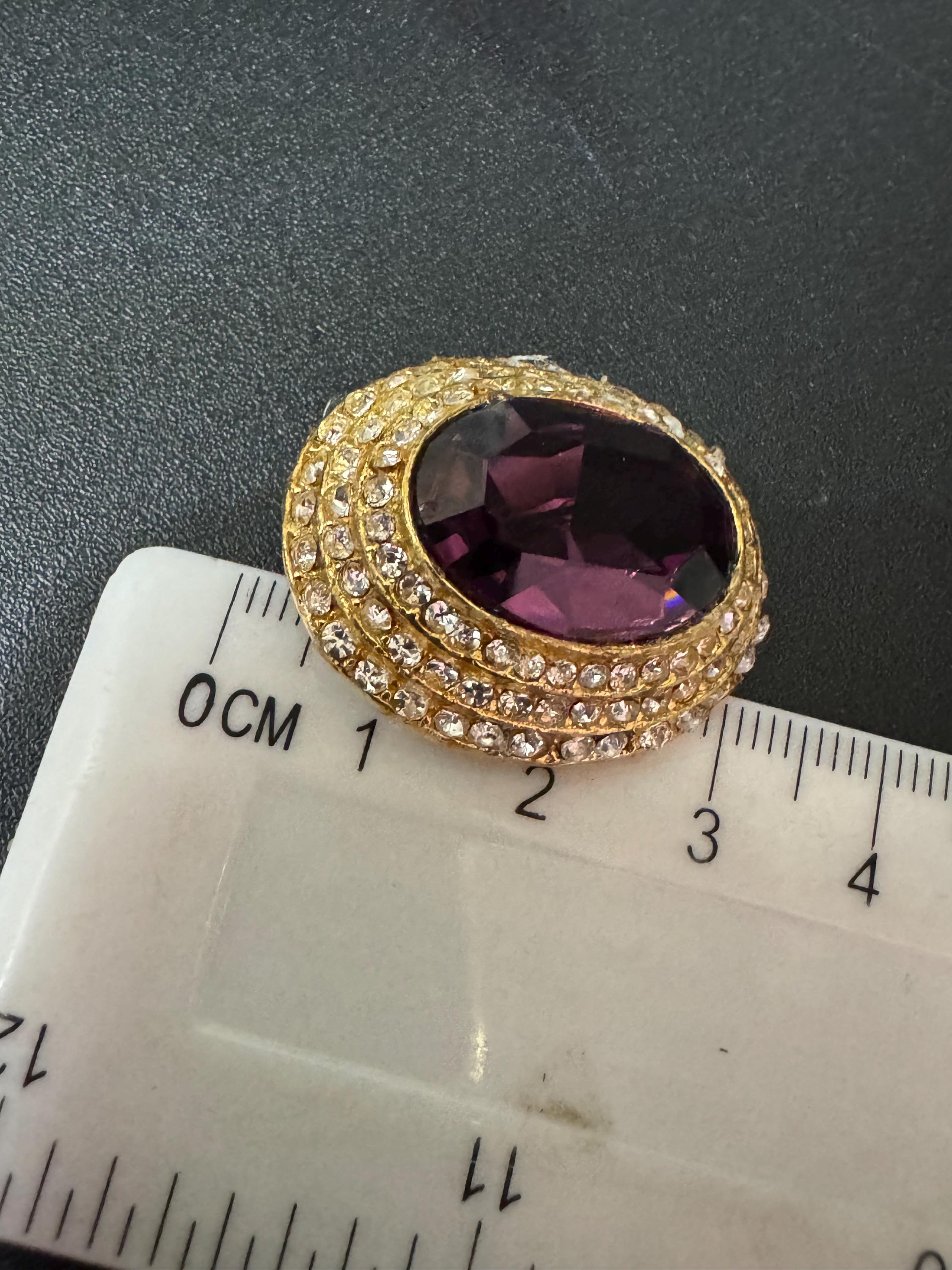 Vintage Swarovski Crystal Necklace & Clip On Earrings: Gold Tone Jewelry Set