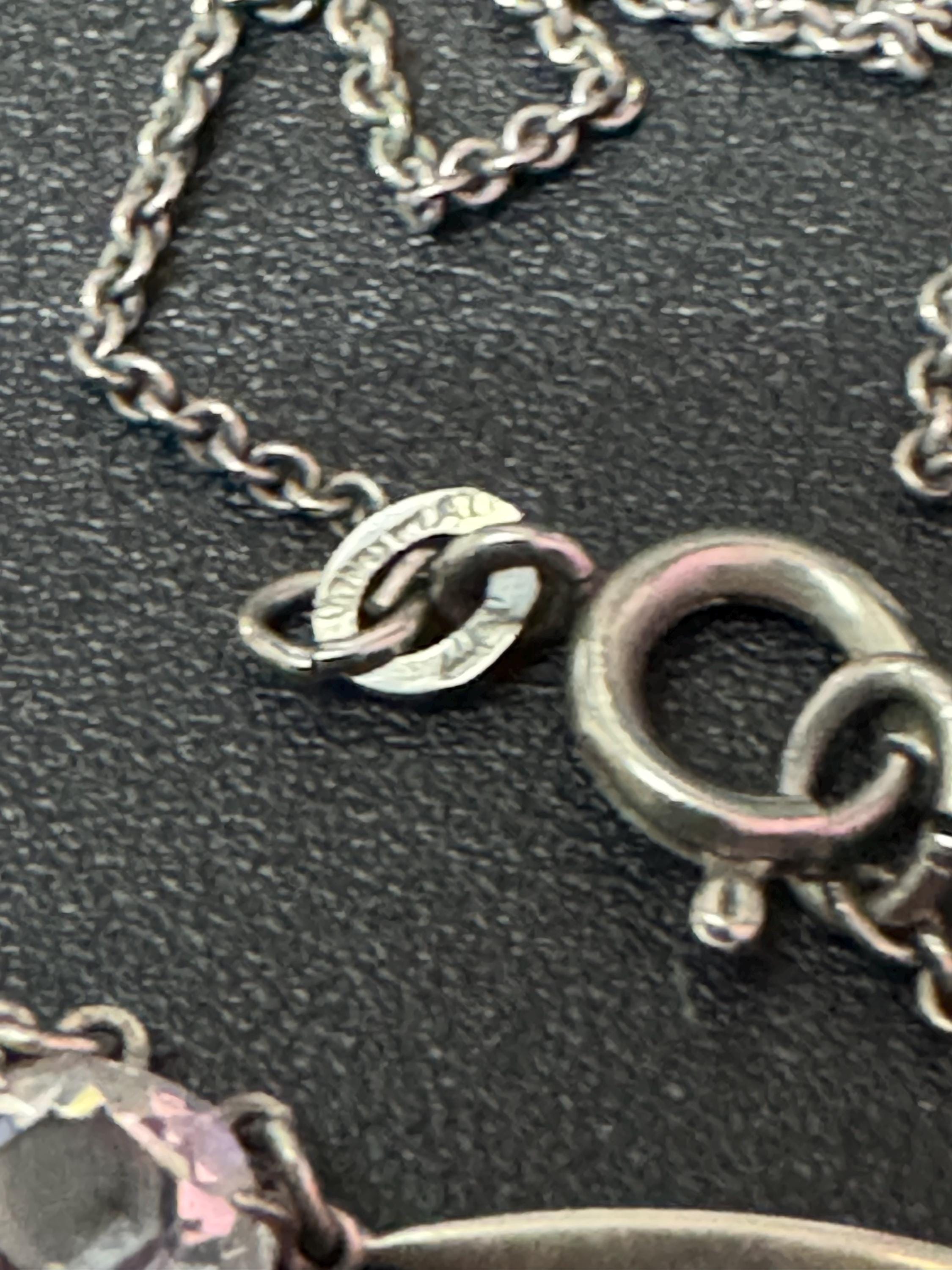 Art Deco Sterling Silver Diamanté Necklace: 1920s Paste Rhinestone, 40cm