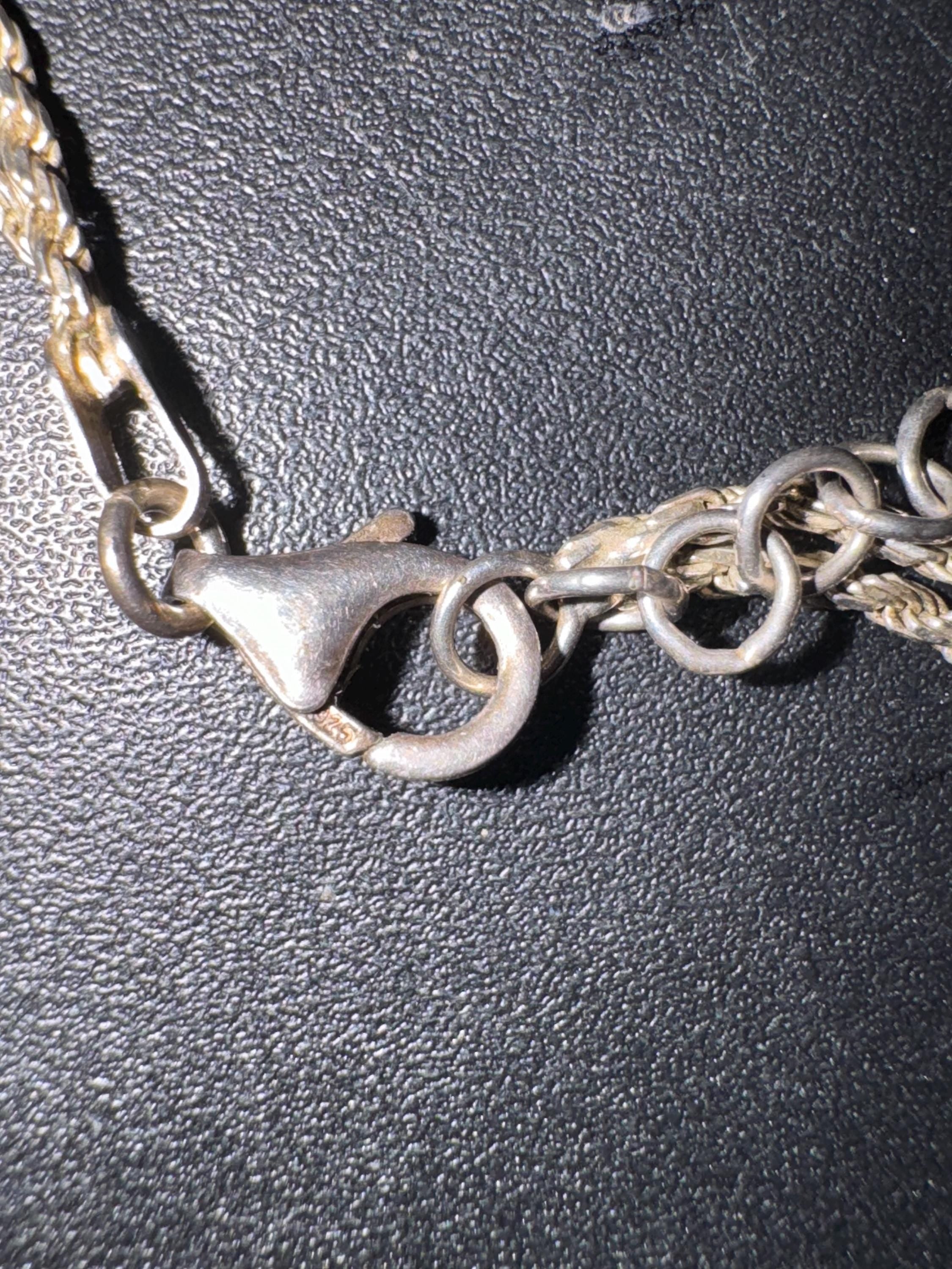 Vintage 925 sterling silver modernist 10cm long drop tassel pendant necklace 46-50cm 13.1grams