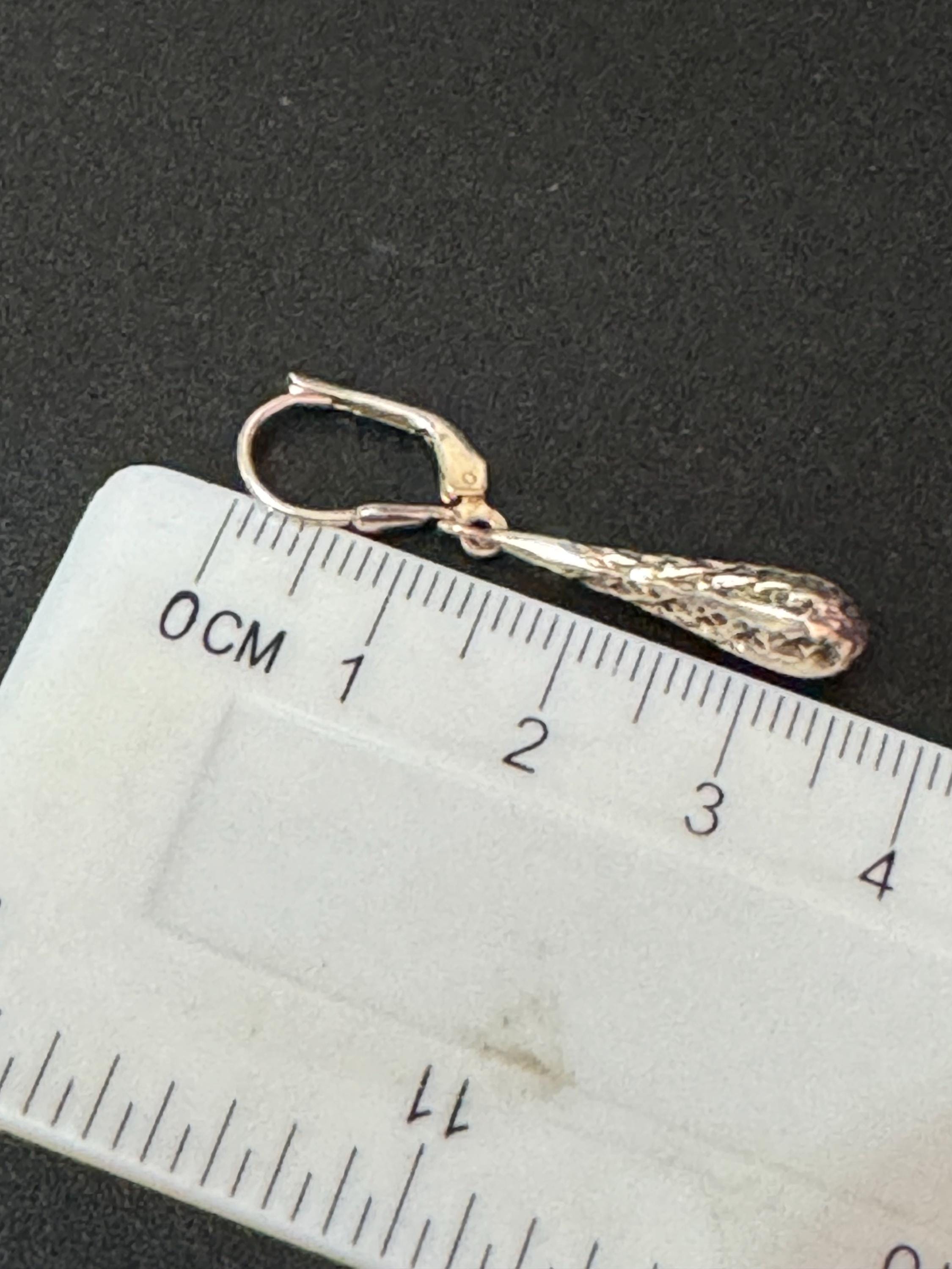 Textured Sterling Silver Teardrop Dangle Earrings